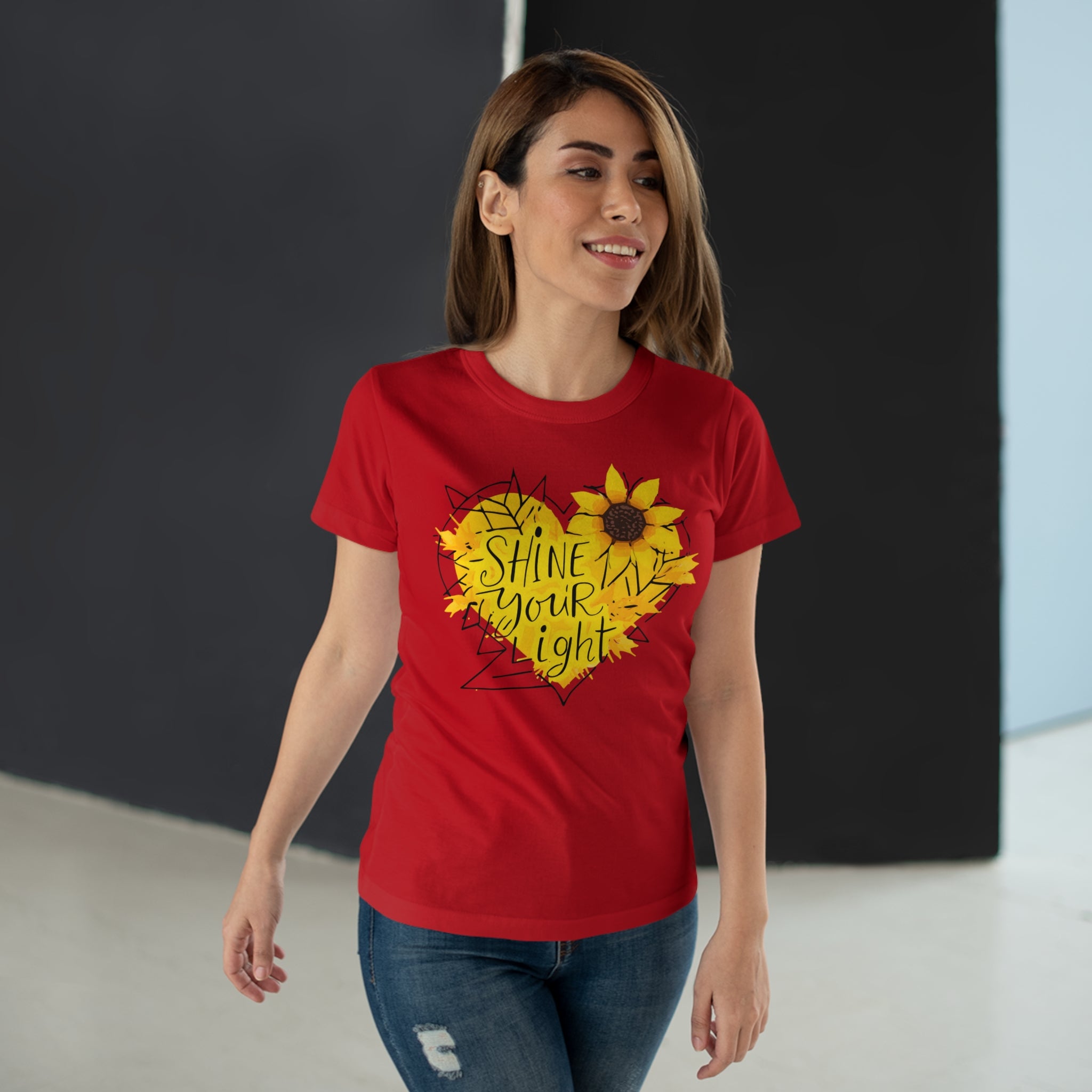 Sunflower Heart, Frontprint, Womens' T-Shirt, Shine Your Light