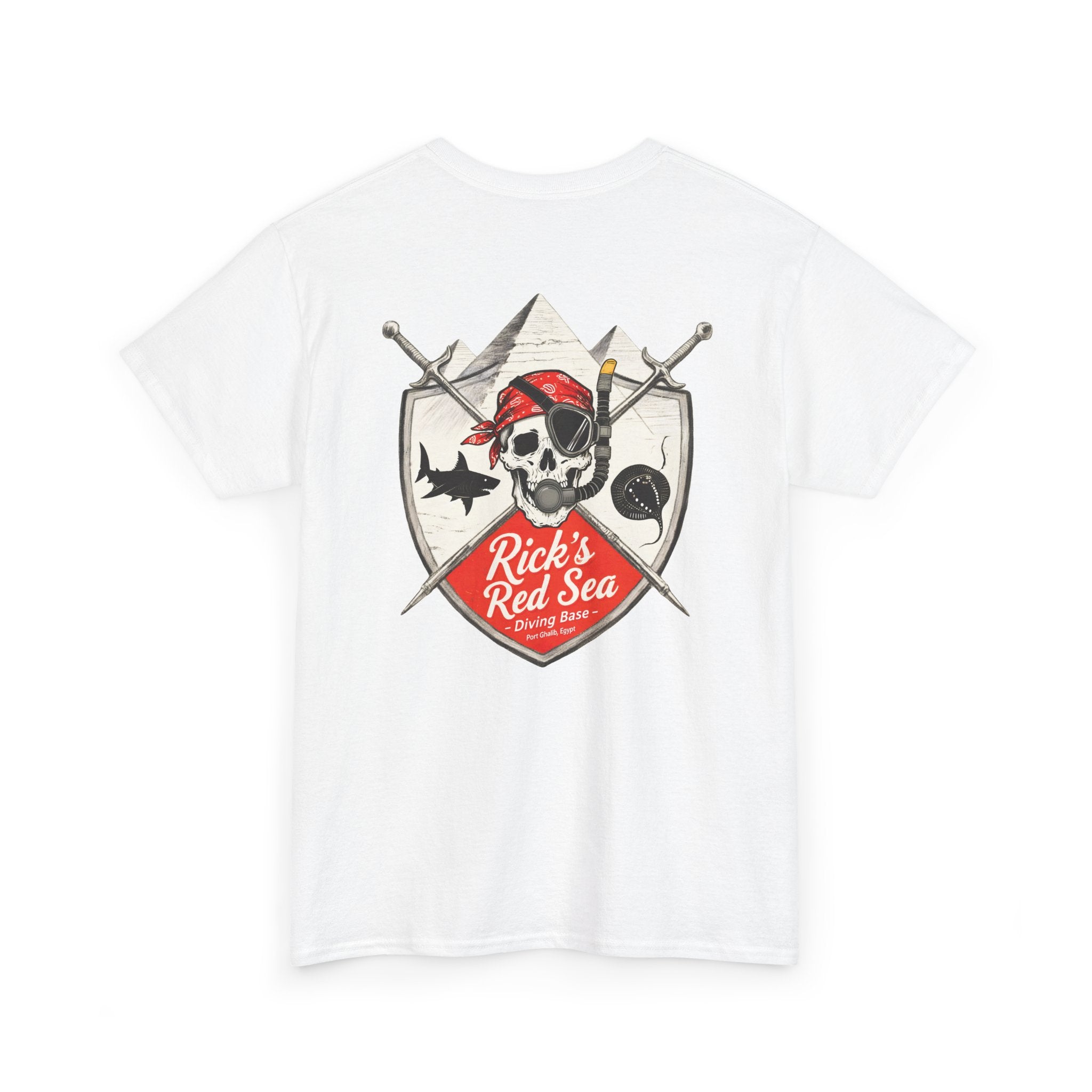 Diving Base Port Ghalib Egypt, Rick's Pirate-Themed Unisex Heavy Cotton Tee, Fun Nautical Shirt, Casual Tee for Summer, Gift for Pirate Lovers, Coastal Adventure Apparel