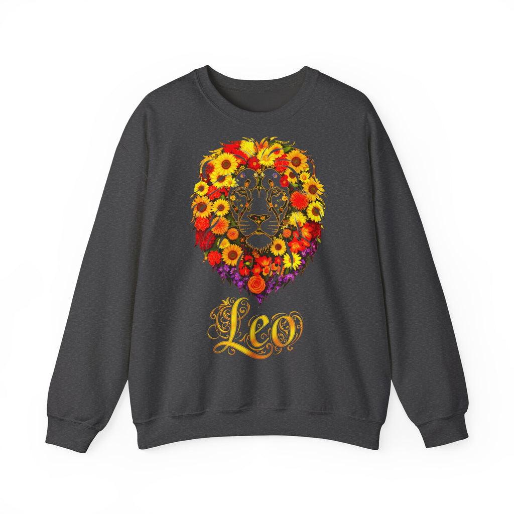 Löwe: Frontprint, Unisex Sweatshirt, florales Sternzeichen, Zodiac Astrologie (Leo)