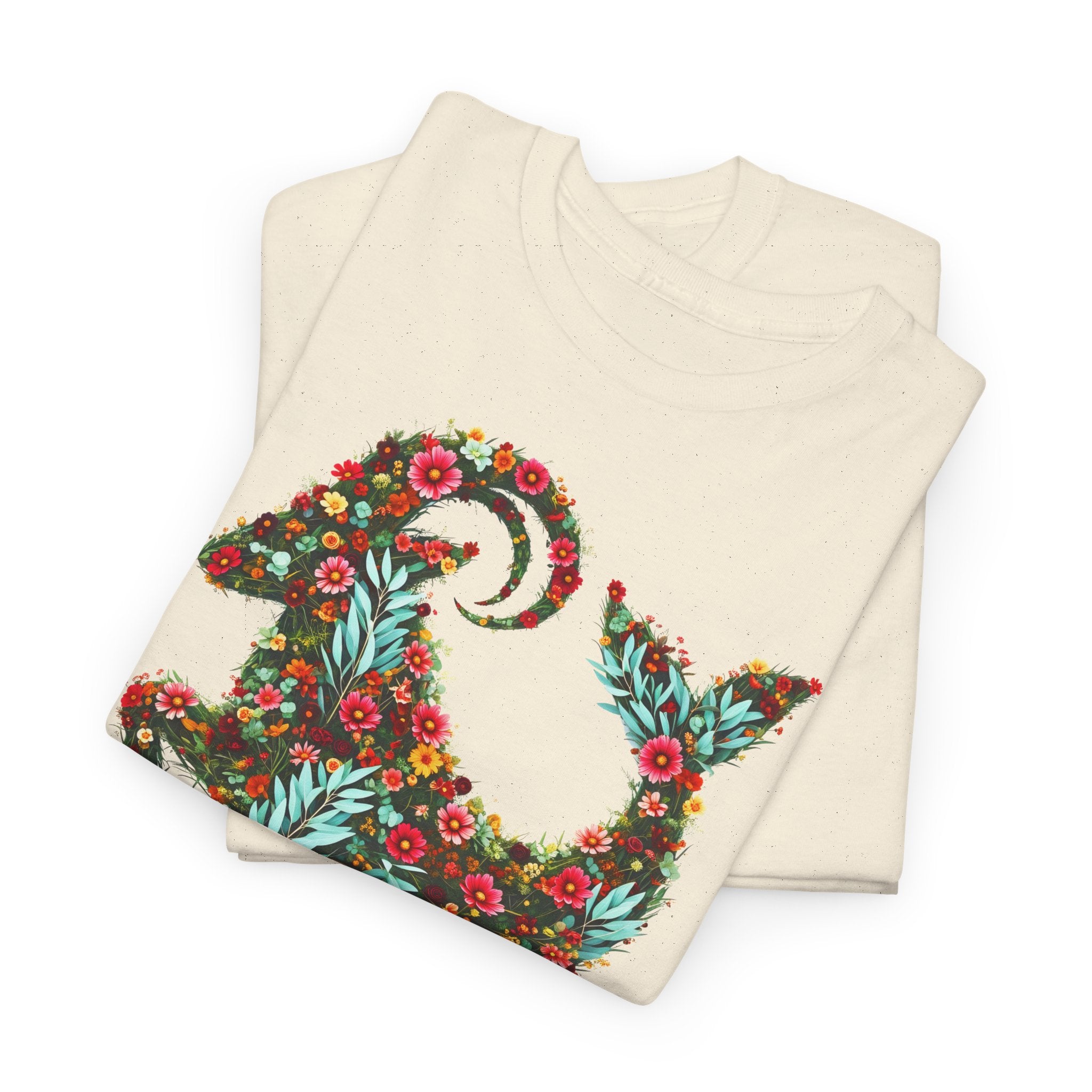 Steinbock: Frontprint, Unisex T-Shirt - Florales Sternzeichen Astrologie (Capricorn)
