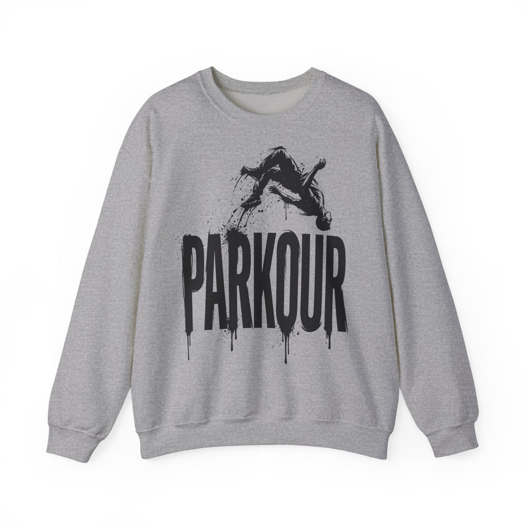 Parkour 06: Frontprint, Unisex Sweatshirt - Urban Stunt Silhouette Crewneck