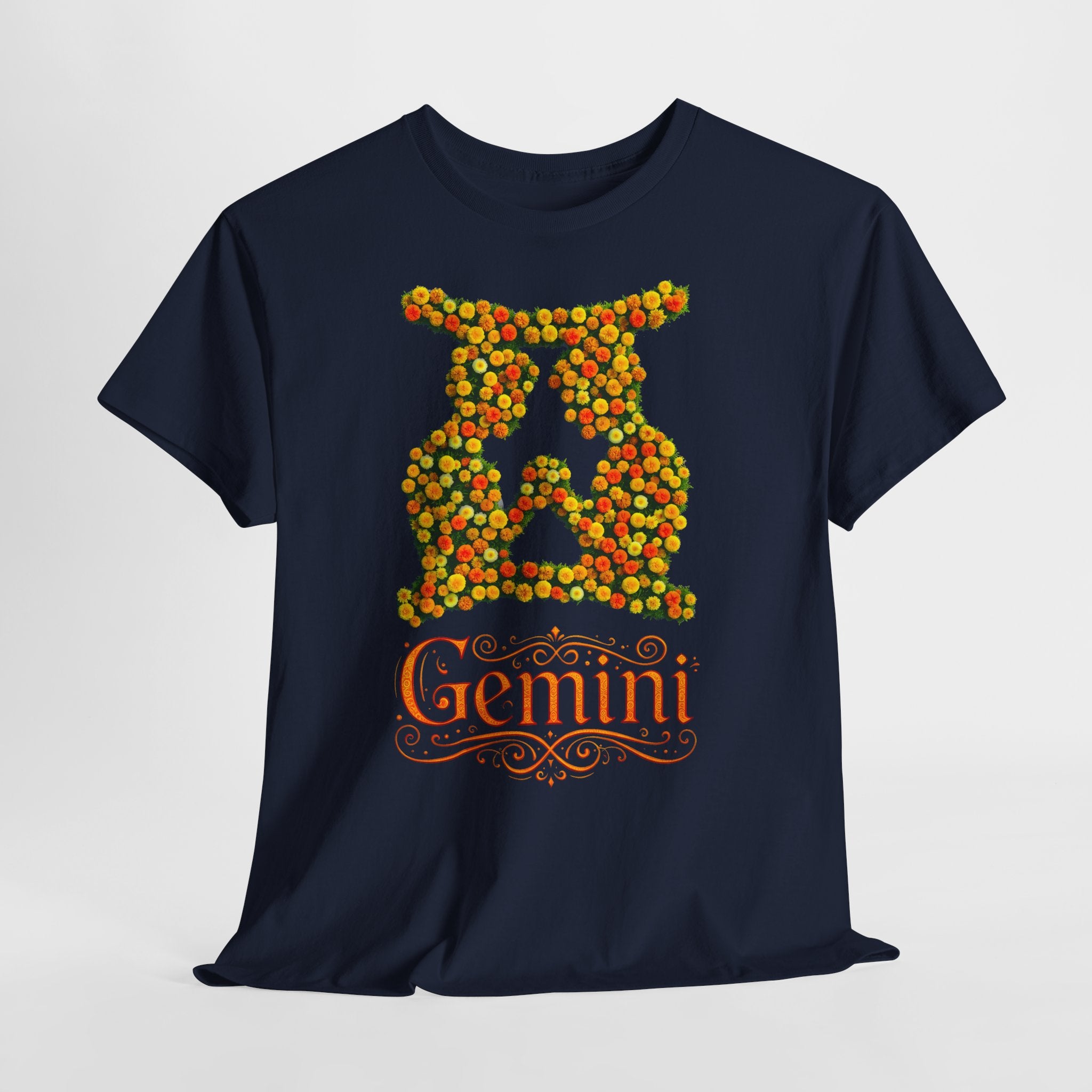 Zwilling: Frontprint, Unisex T-Shirt - Florales Sternzeichen Astrologie (Gemini)