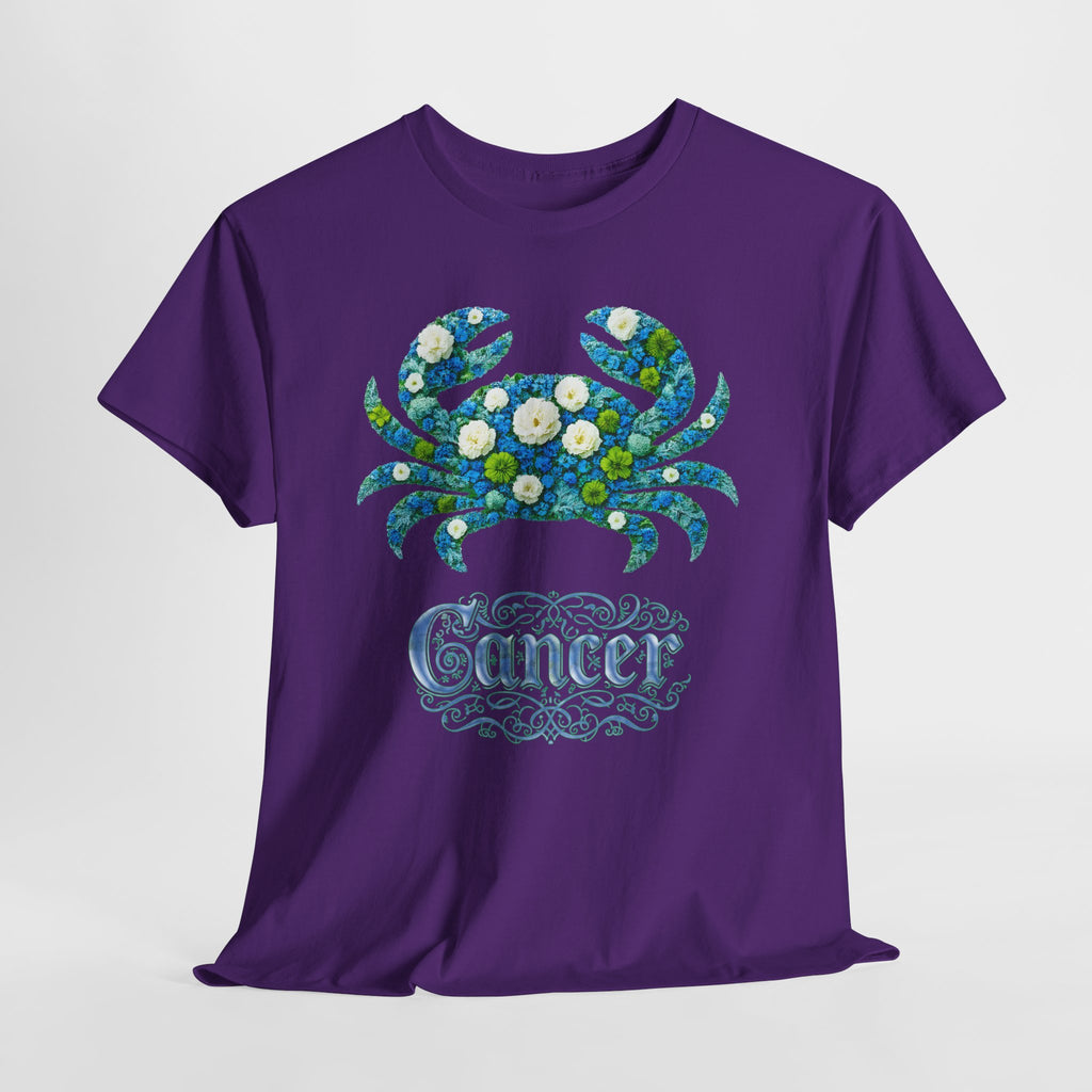 Cancer Floral Zodiac Tee, Astrology Shirt, Gift for Cancer, Horoscope Apparel, Unisex Tees, Cute Crab Design