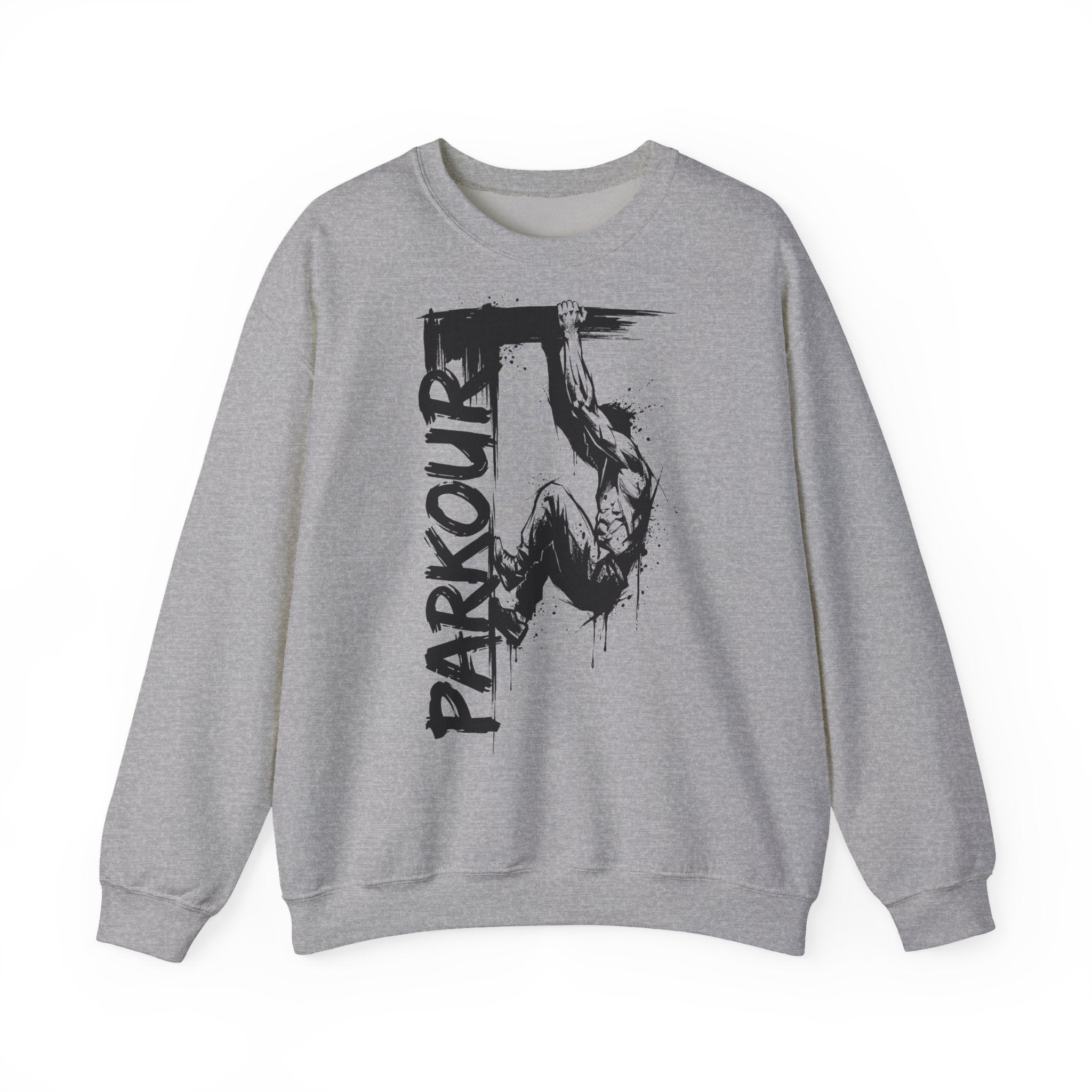 Parkour 08: Frontprint, Unisex Sweatshirt - Urban Stunt Silhouette Crewneck