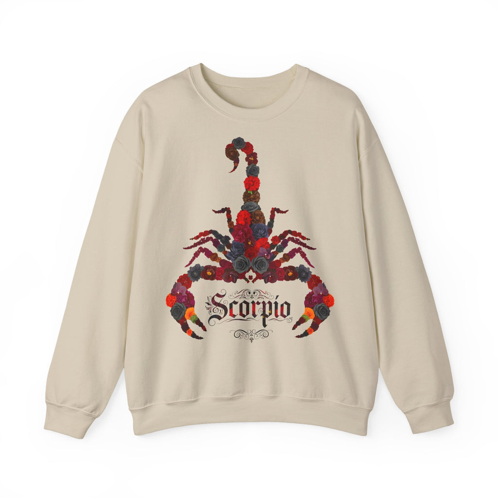 Skorpion: Frontprint, Unisex Sweatshirt, florales Sternzeichen, Zodiac Astrologie (Scorpio)