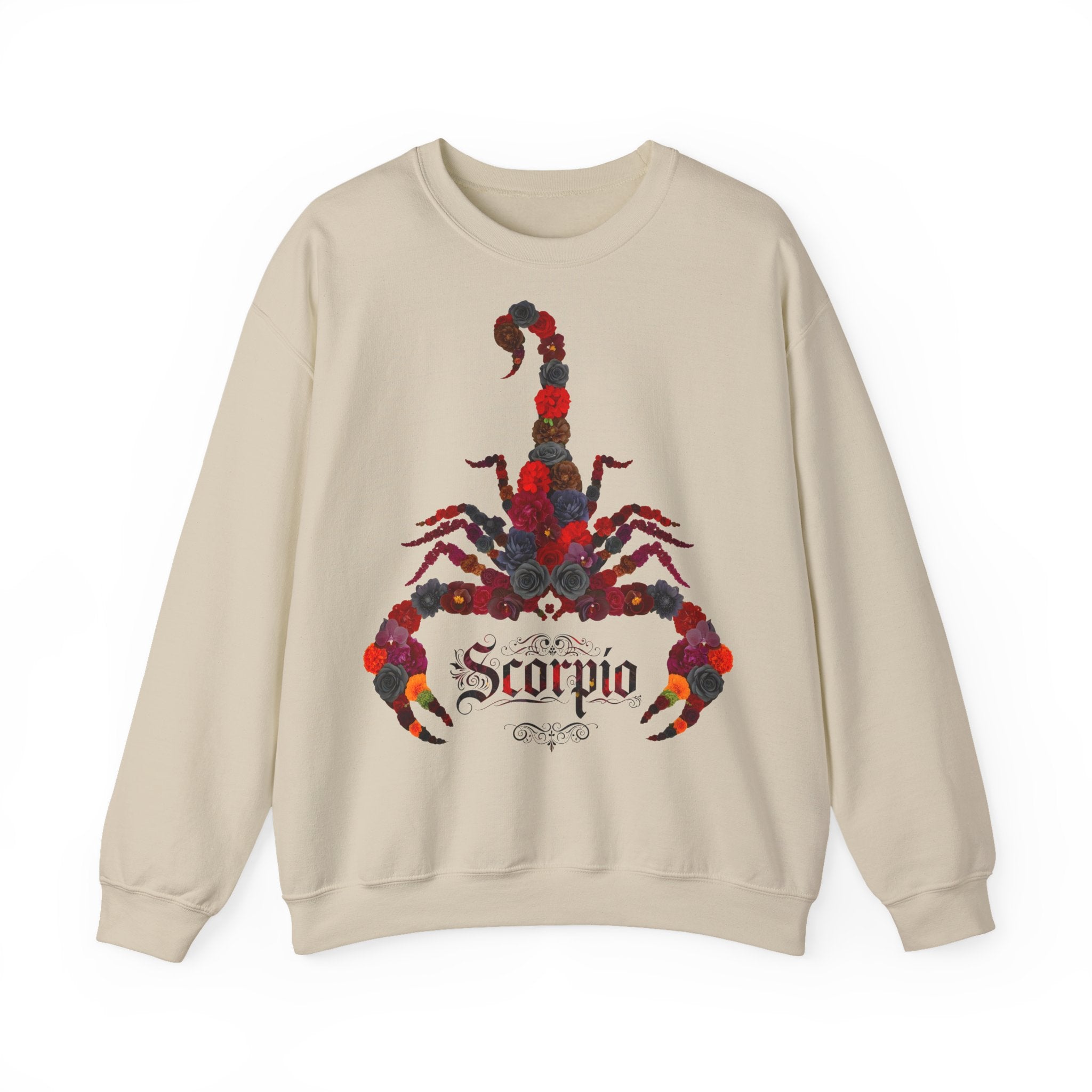 Skorpion: Frontprint, Unisex Sweatshirt, florales Sternzeichen, Zodiac Astrologie (Scorpio)