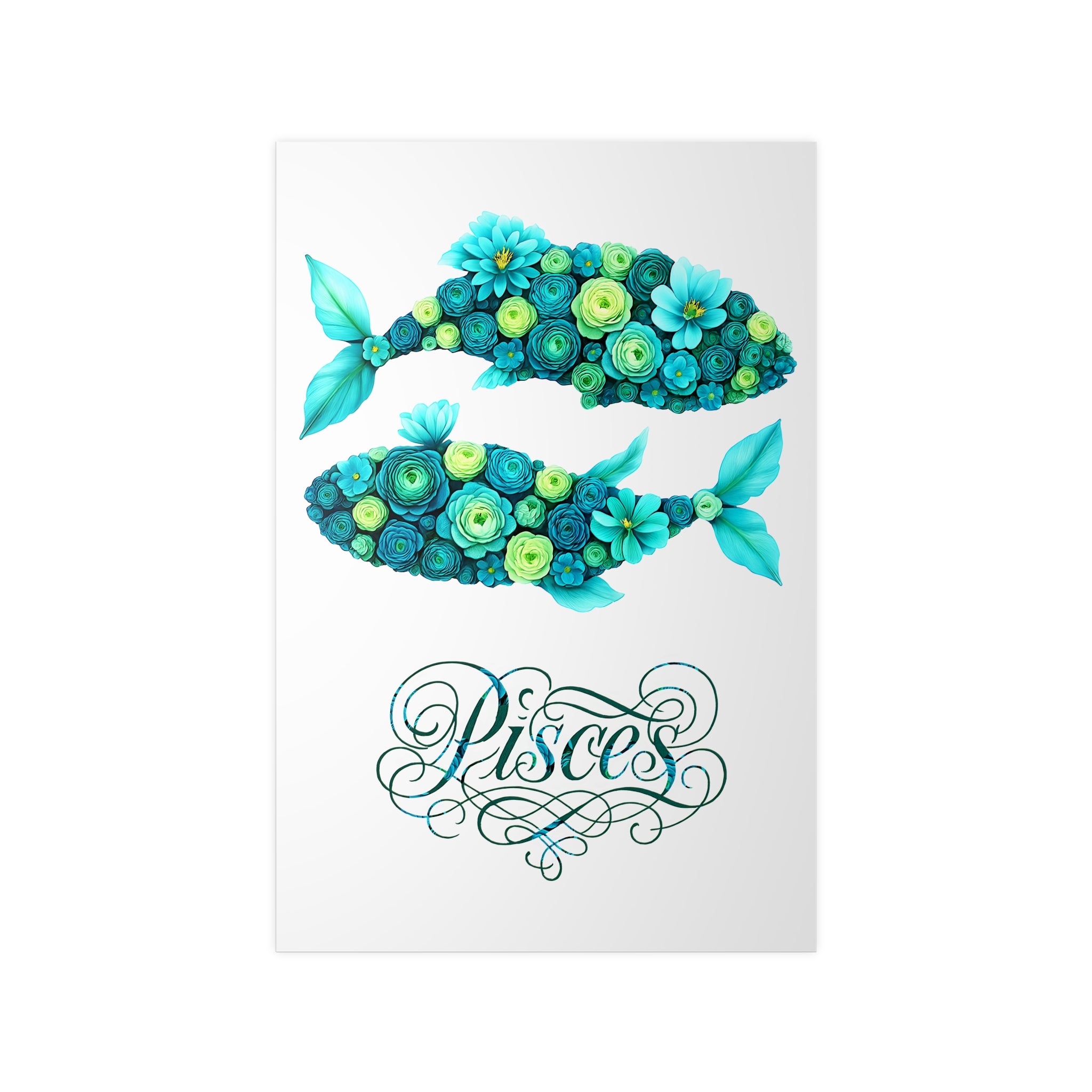 Poster 60 x 90: Fische (Sternzeichen-Collection) - Floral Pisces Zodiac