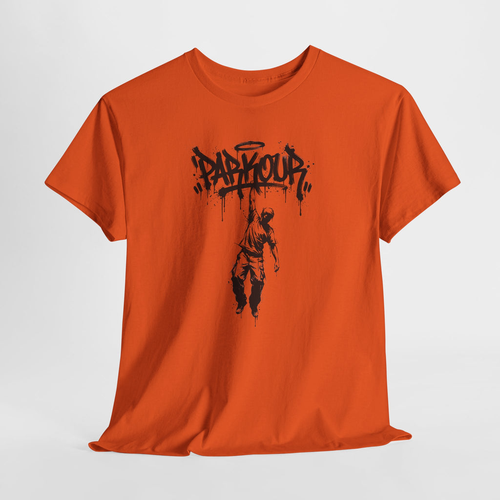 Parkour 04: Frontprint, Unisex T-Shirt - - Urban Stunt Silhouette Crewneck