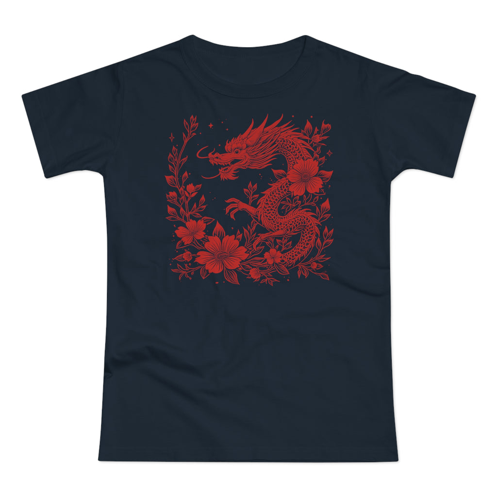 Floral Dragon - Japanese Tattoo-Style, Frontprint, Womens' T-Shirt