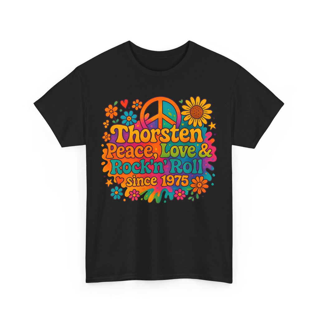 Thorsten, 1975, Retro Peace & Love Tee, Unisex Heavy Cotton Top, Vintage Rock'n'Roll Shirt, Music Lover Gift, 70s Inspired Fashion