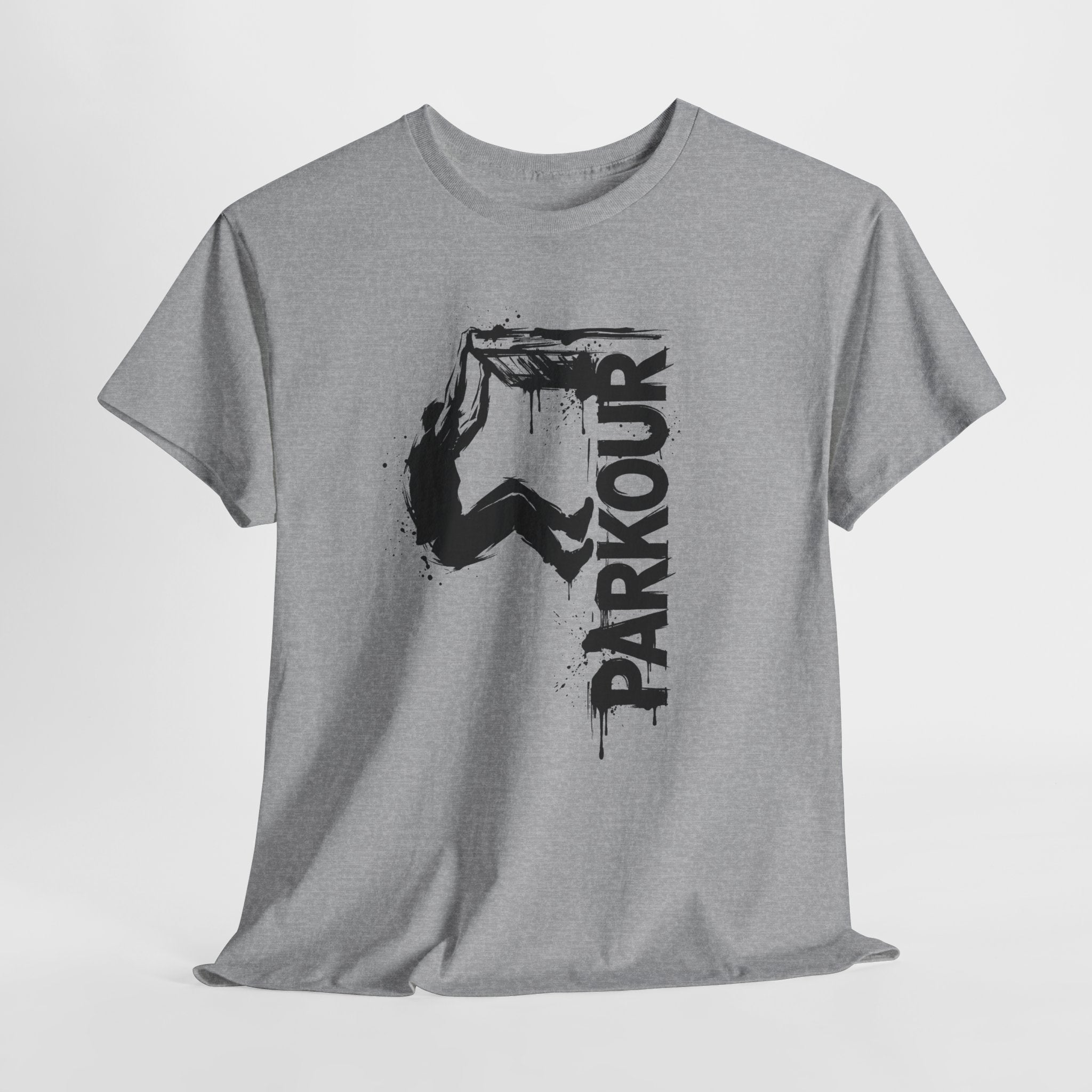 Parkour 09: Frontprint, Unisex T-Shirt - Urban Stunt Silhouette Crewneck