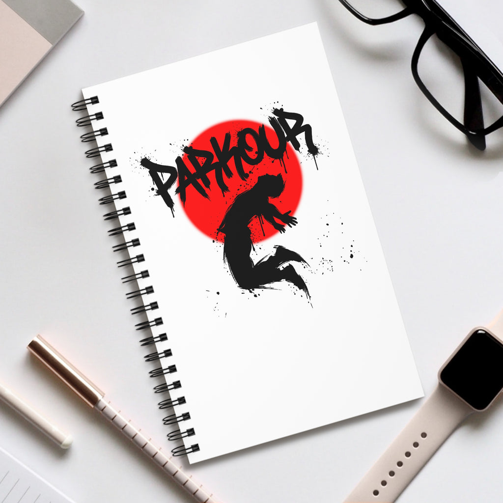 Parkour Spiralblock - Freerunning Athlete Silhouette Notebook
