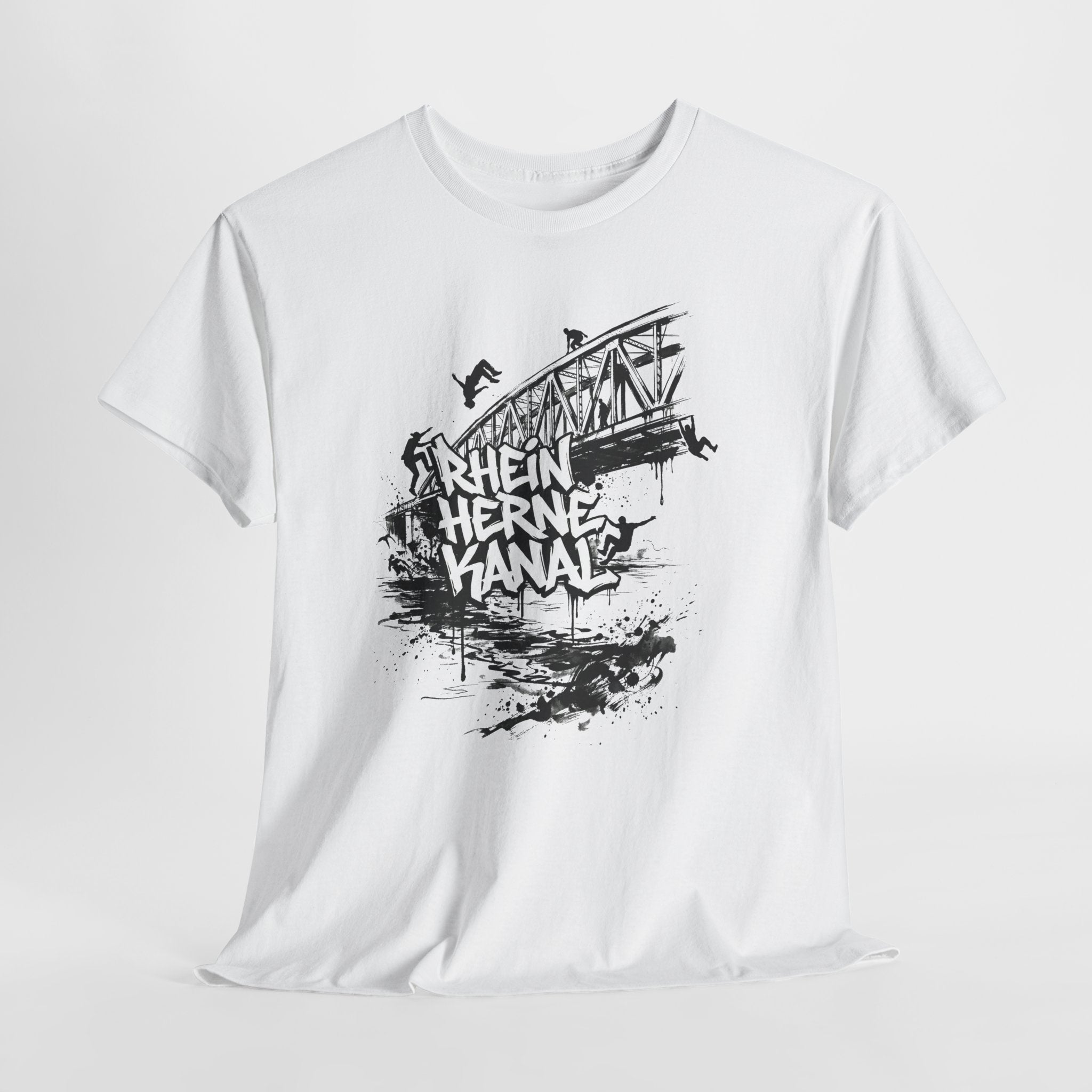 Parkour C: Frontprint, Unisex T-Shirt - Urban Stunt Silhouette Crewneck