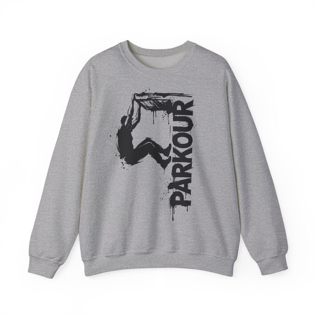 Parkour 09: Frontprint, Unisex Sweatshirt - Urban Stunt Silhouette Crewneck