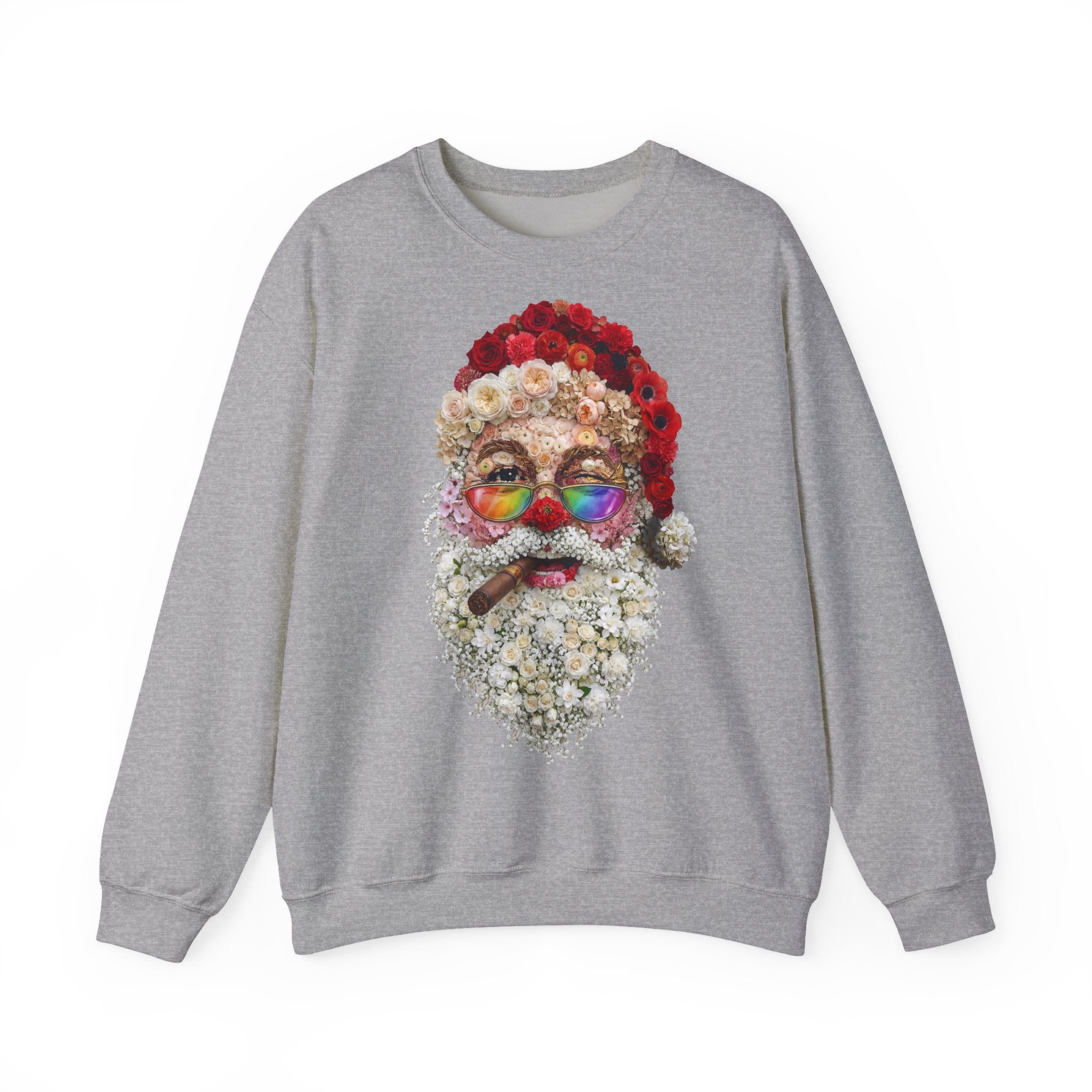 Blumen-Santa: Frontprint, Unisex Sweatshirt - Colorful Rainbow Glasses Floral