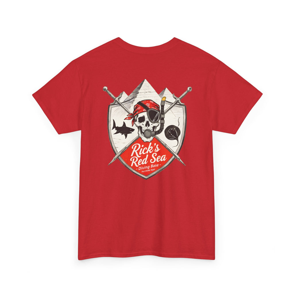 Diving Base Port Ghalib Egypt, Rick's Pirate-Themed Unisex Heavy Cotton Tee, Fun Nautical Shirt, Casual Tee for Summer, Gift for Pirate Lovers, Coastal Adventure Apparel