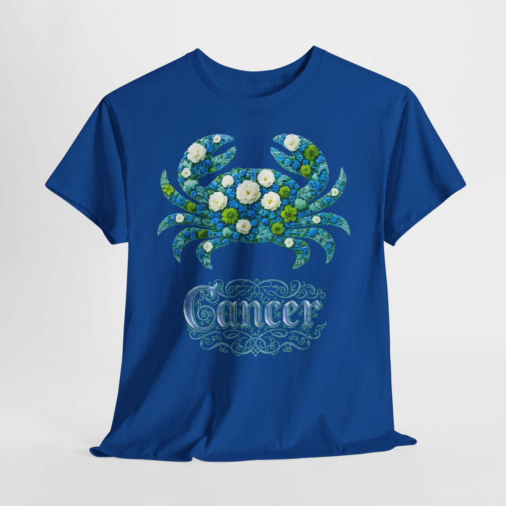 Krebs: Frontprint, Unisex T-Shirt - Florales Sternzeichen Astrologie (Cancer)