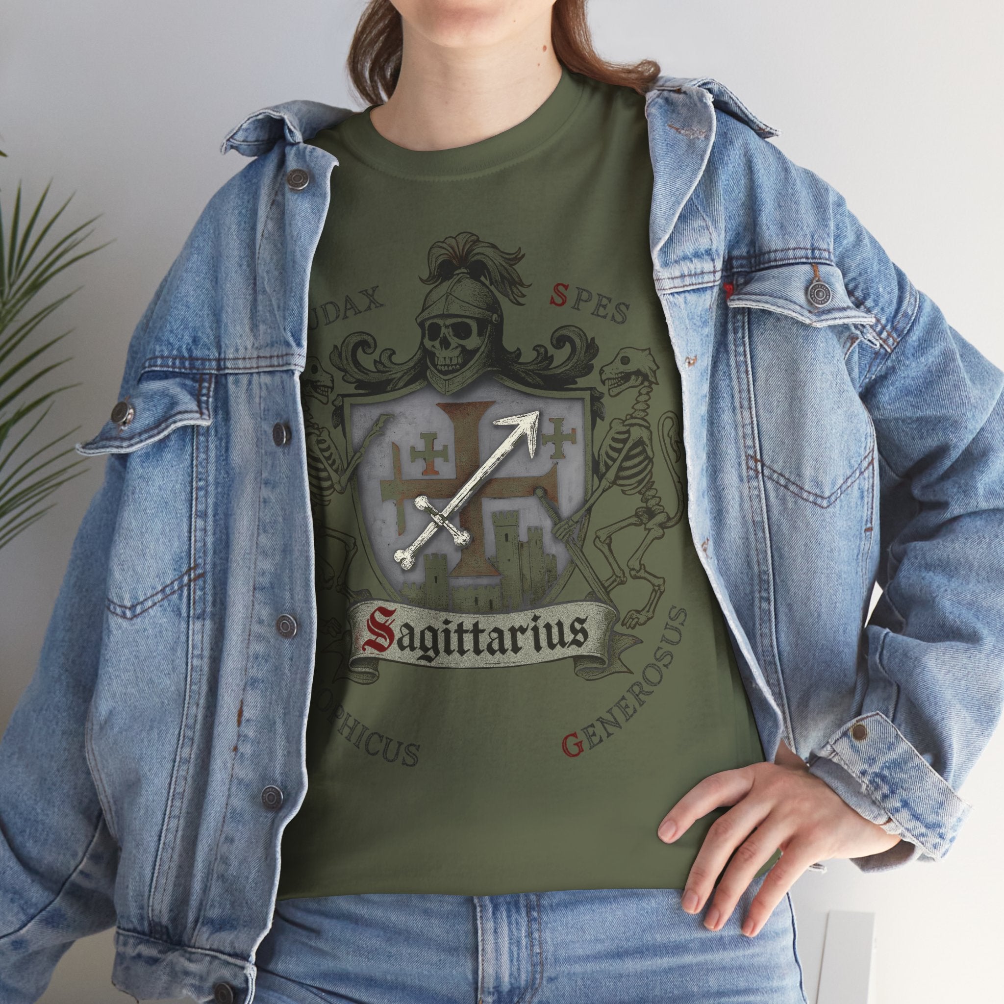 Schütze: Frontprint, Unisex T-Shirt **Grimwater-Edition** Sternzeichen Astrologie (Sagittarius)