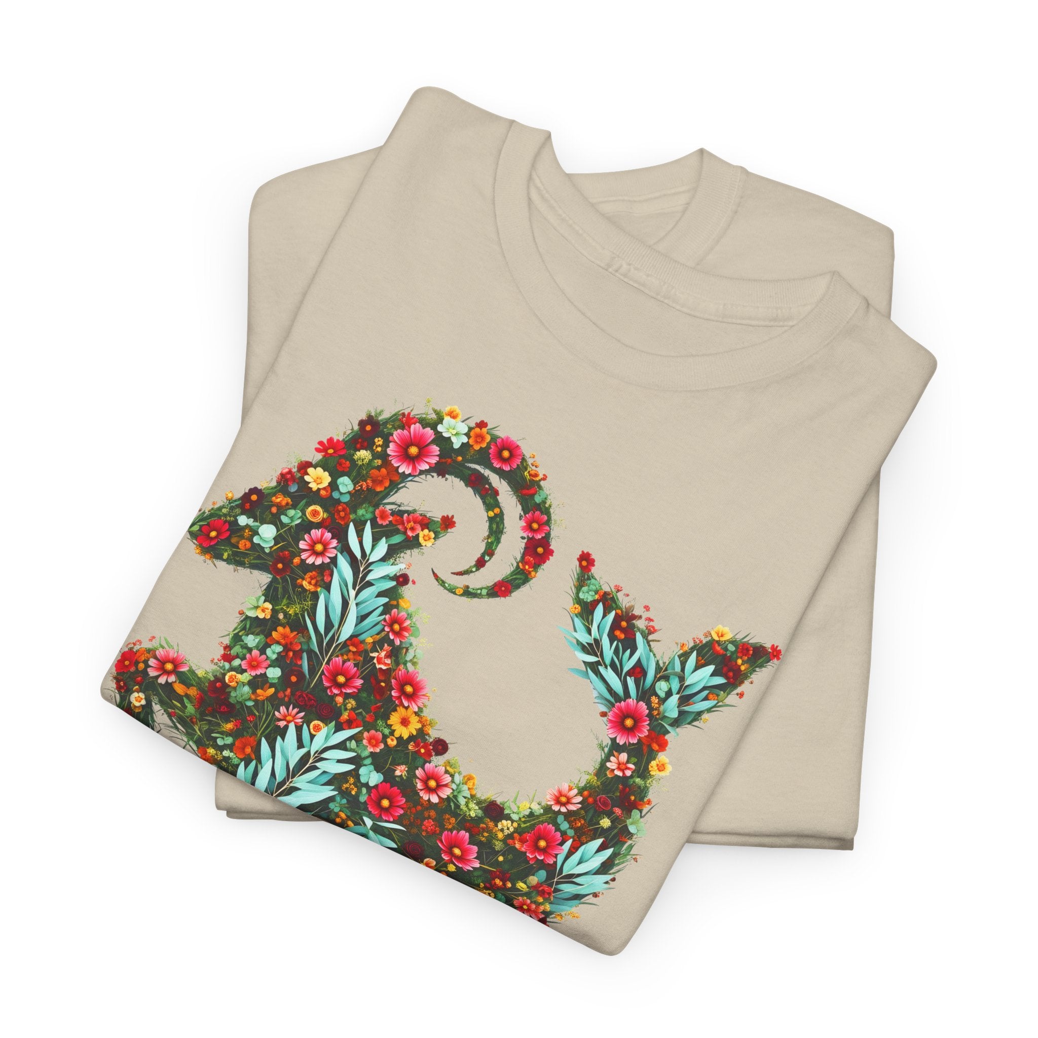 Steinbock: Frontprint, Unisex T-Shirt - Florales Sternzeichen Astrologie (Capricorn)