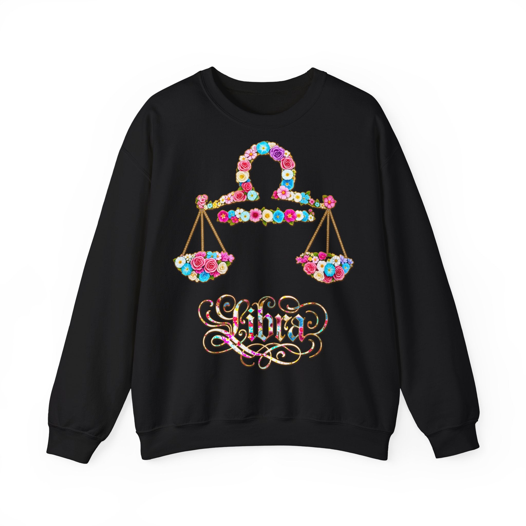 Waage: Frontprint, Unisex Sweatshirt, florales Sternzeichen, Zodiac Astrologie (Libra)