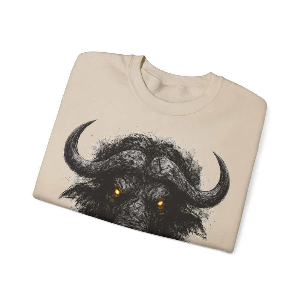 Büffel: Animals-Collection, Frontprint, Unisex Sweatshirt, Buffalo Spirit