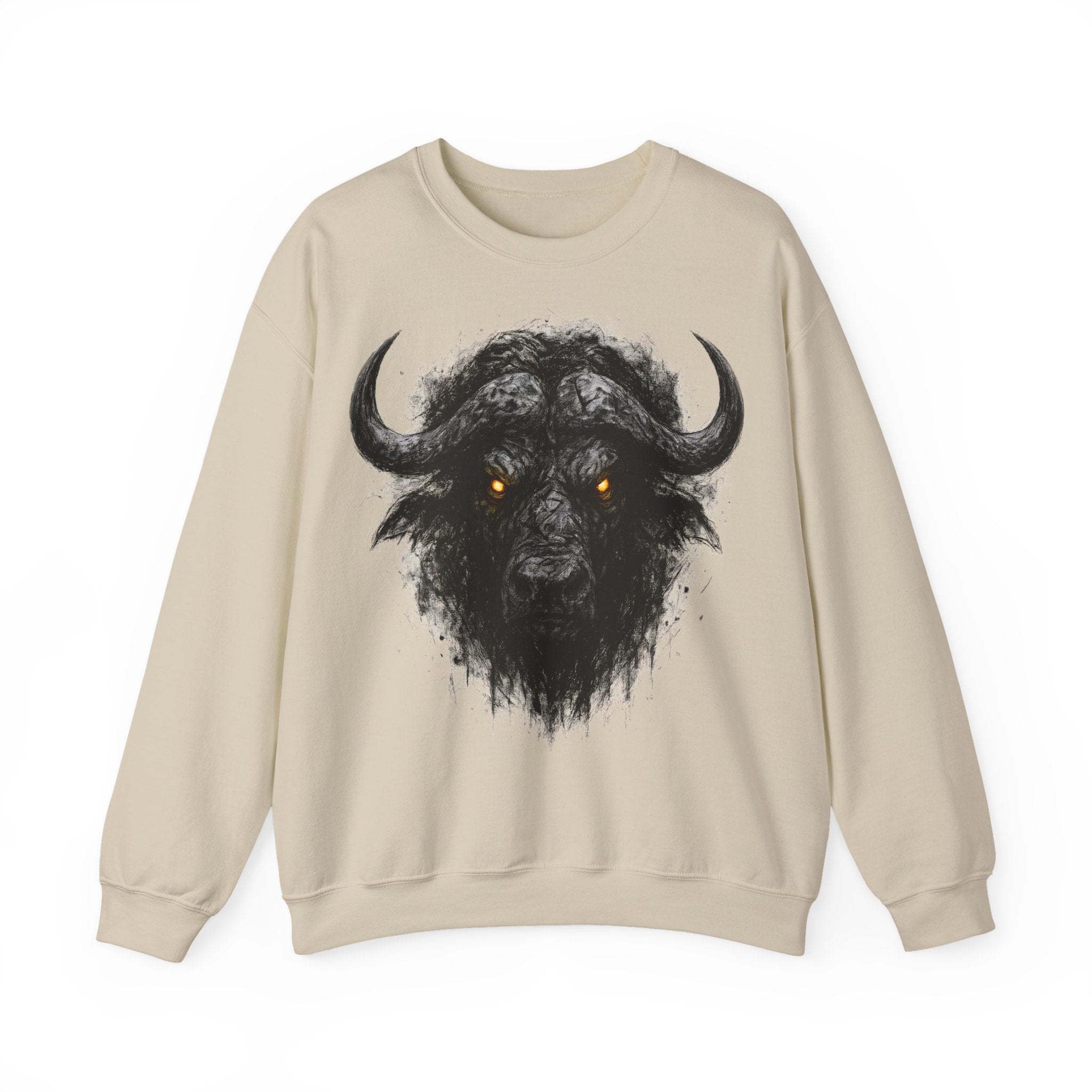 Büffel: Animals-Collection, Frontprint, Unisex Sweatshirt, Buffalo Spirit