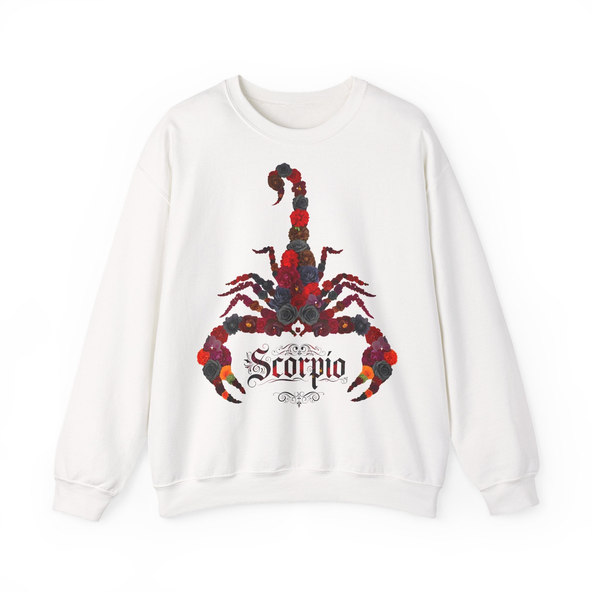 Skorpion: Frontprint, Unisex Sweatshirt, florales Sternzeichen, Zodiac Astrologie (Scorpio)