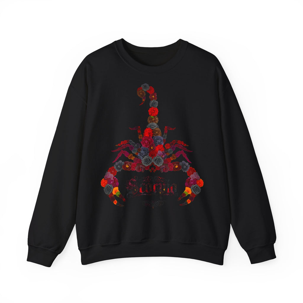 Skorpion: Frontprint, Unisex Sweatshirt, florales Sternzeichen, Zodiac Astrologie (Scorpio)