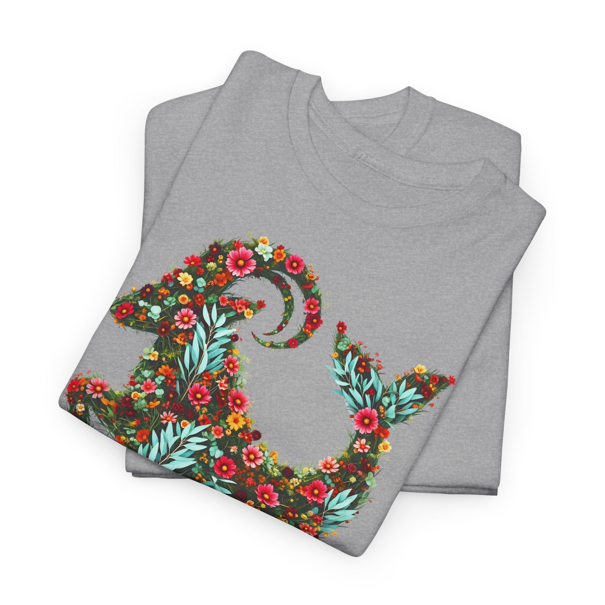 Steinbock: Frontprint, Unisex T-Shirt - Florales Sternzeichen Astrologie (Capricorn)