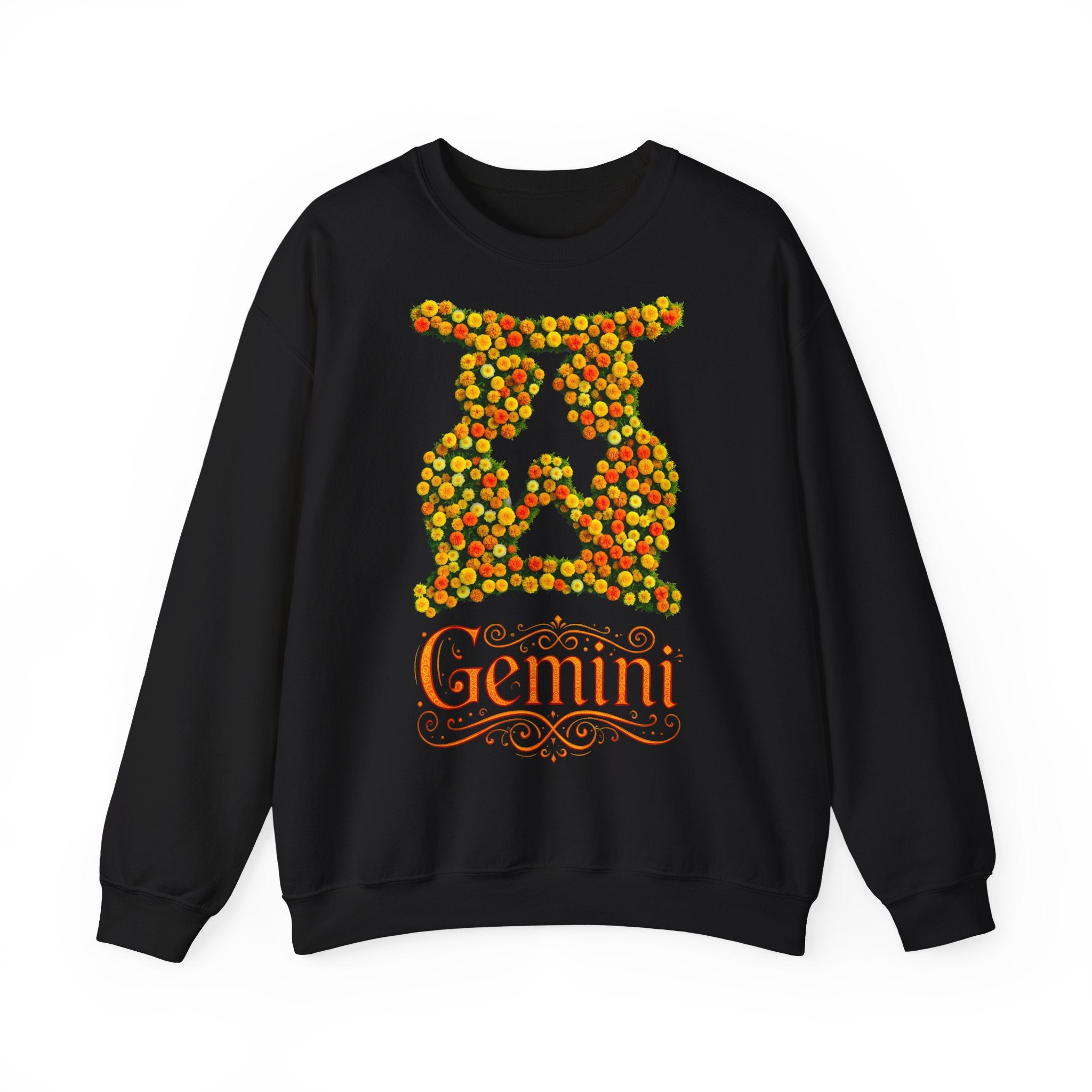 Zwilling: Frontprint, Unisex Sweatshirt, florales Sternzeichen, Zodiac Astrologie (Gemini)