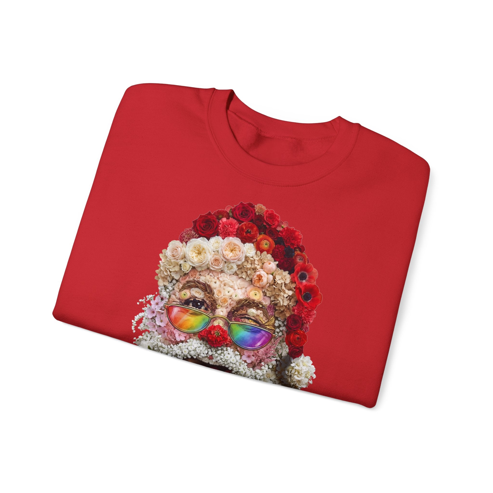 Blumen-Santa: Frontprint, Unisex Sweatshirt - Colorful Rainbow Glasses Floral