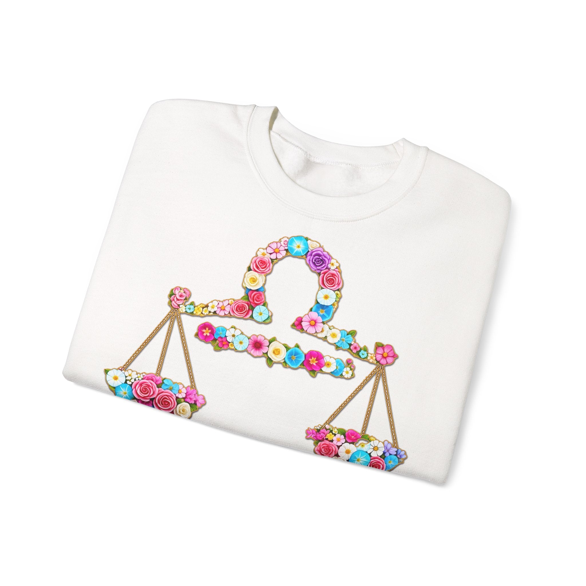 Waage: Frontprint, Unisex Sweatshirt, florales Sternzeichen, Zodiac Astrologie (Libra)