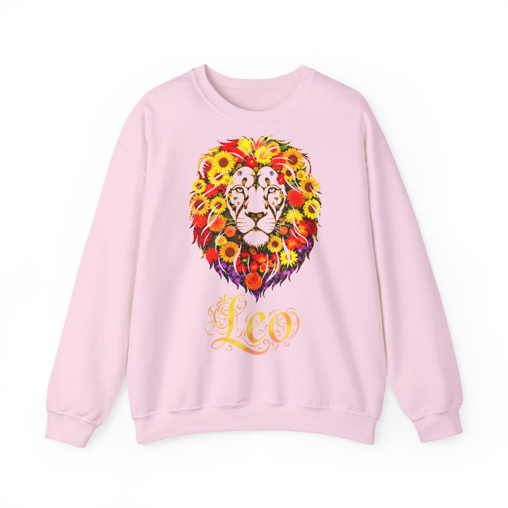 Löwe: Frontprint, Unisex Sweatshirt, florales Sternzeichen, Zodiac Astrologie (Leo)