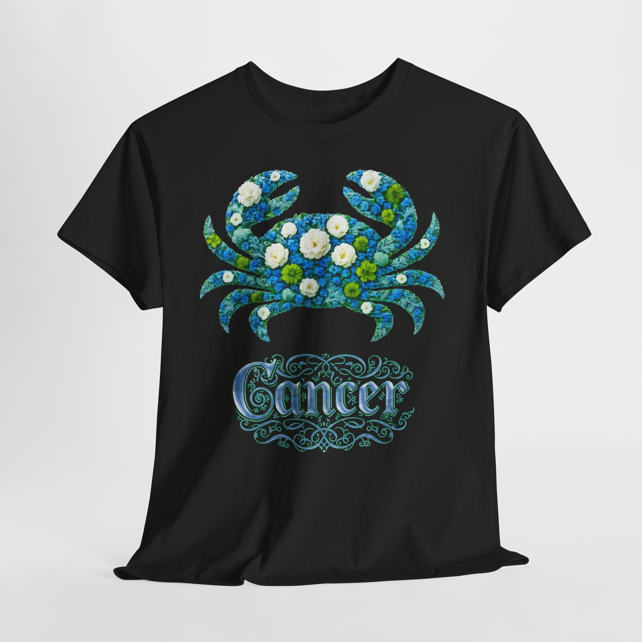 Krebs: Frontprint, Unisex T-Shirt - Florales Sternzeichen Astrologie (Cancer)