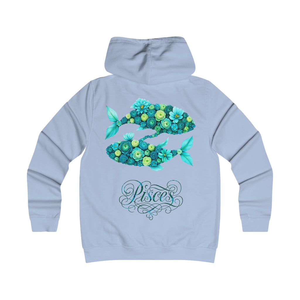Fische: Backprint, Womens' Hoodie - florales Sternzeichen, Zodiac (Pisces)