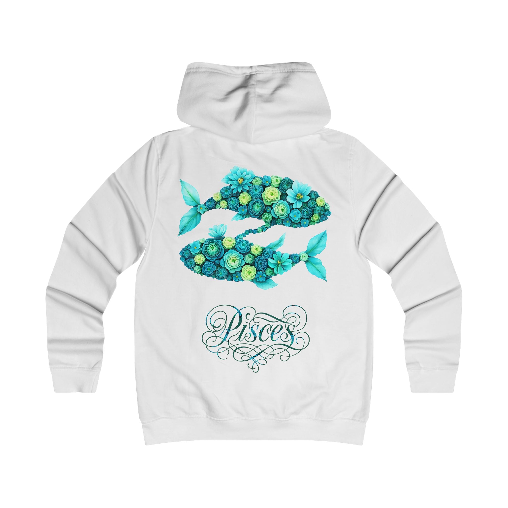 Fische: Backprint, Womens' Hoodie - florales Sternzeichen, Zodiac (Pisces)