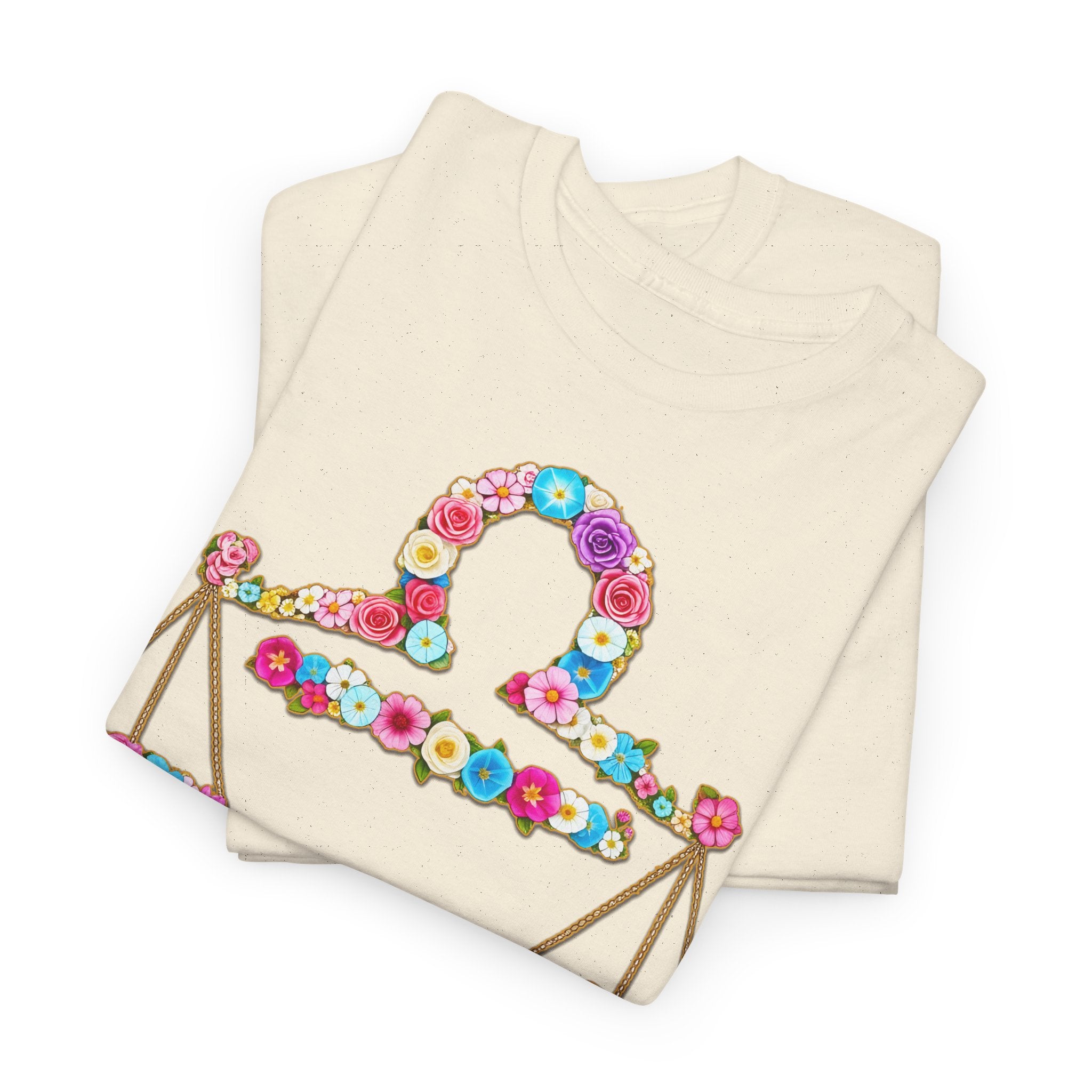 Waage: Frontprint, Unisex T-Shirt - Florales Sternzeichen Astrologie (Libra)