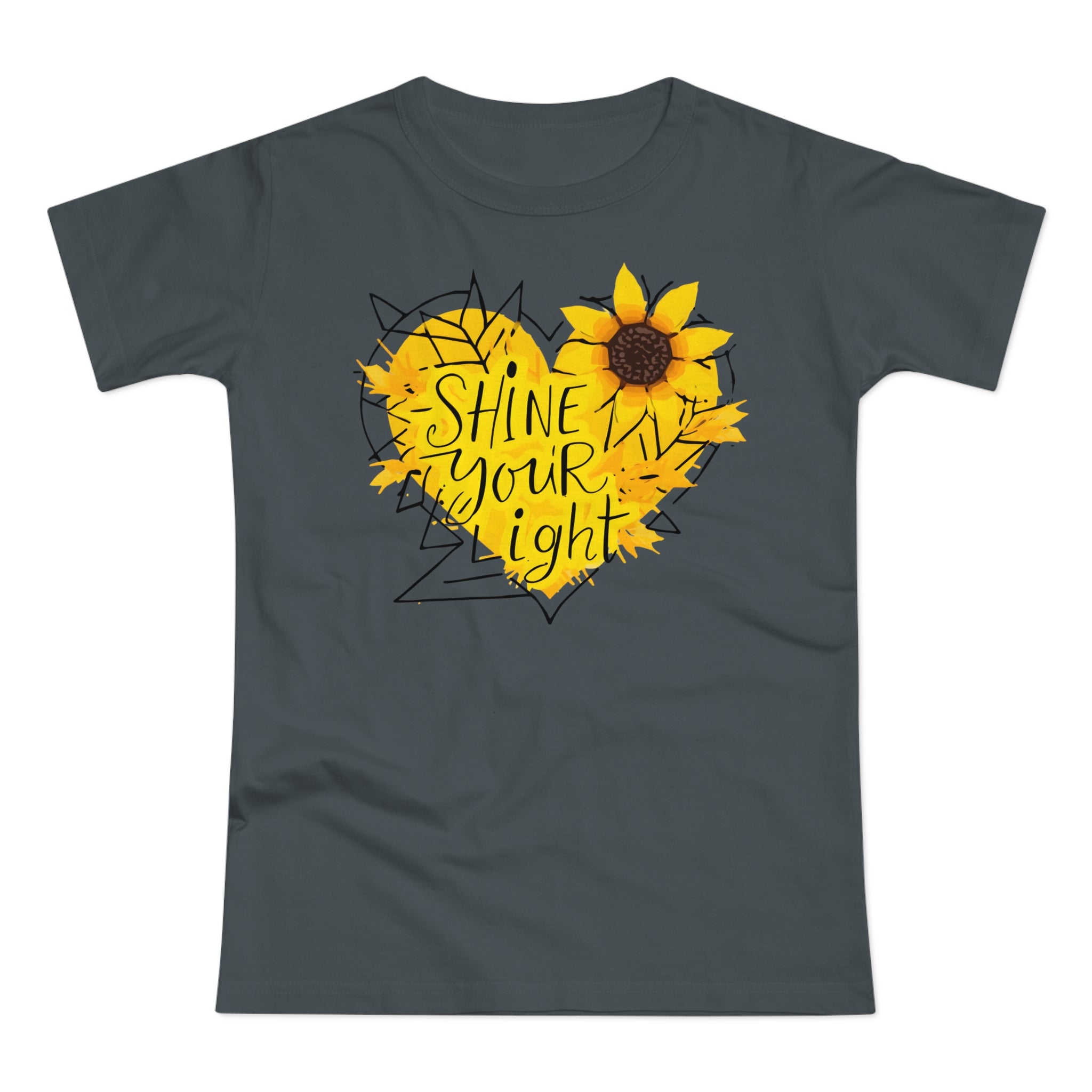 Sunflower Heart, Frontprint, Womens' T-Shirt, Shine Your Light