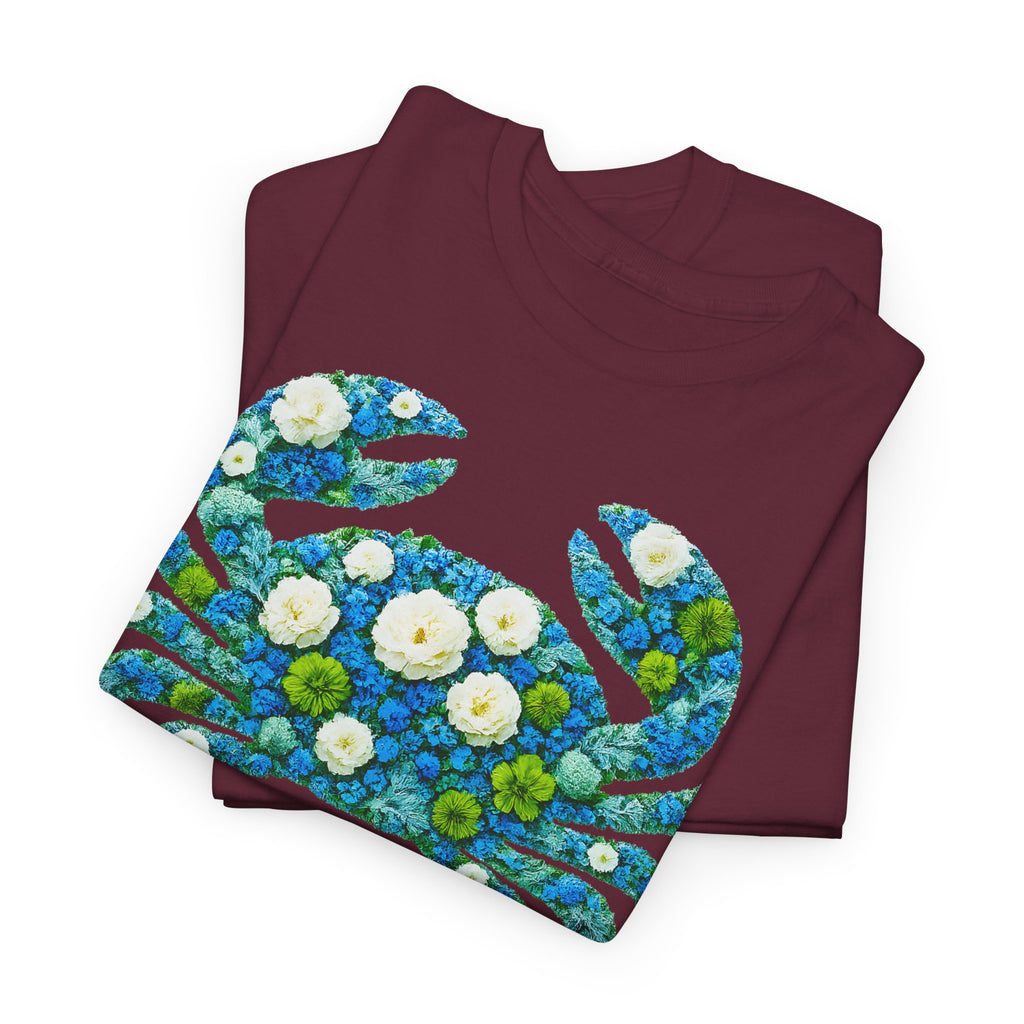 Krebs: Frontprint, Unisex T-Shirt - Florales Sternzeichen Astrologie (Cancer)