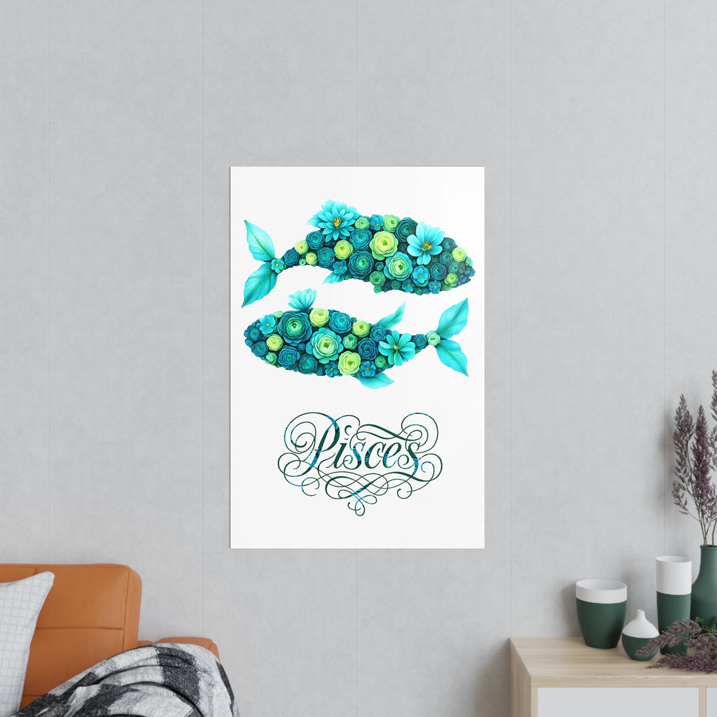 Poster 60 x 90: Fische (Sternzeichen-Collection) - Floral Pisces Zodiac