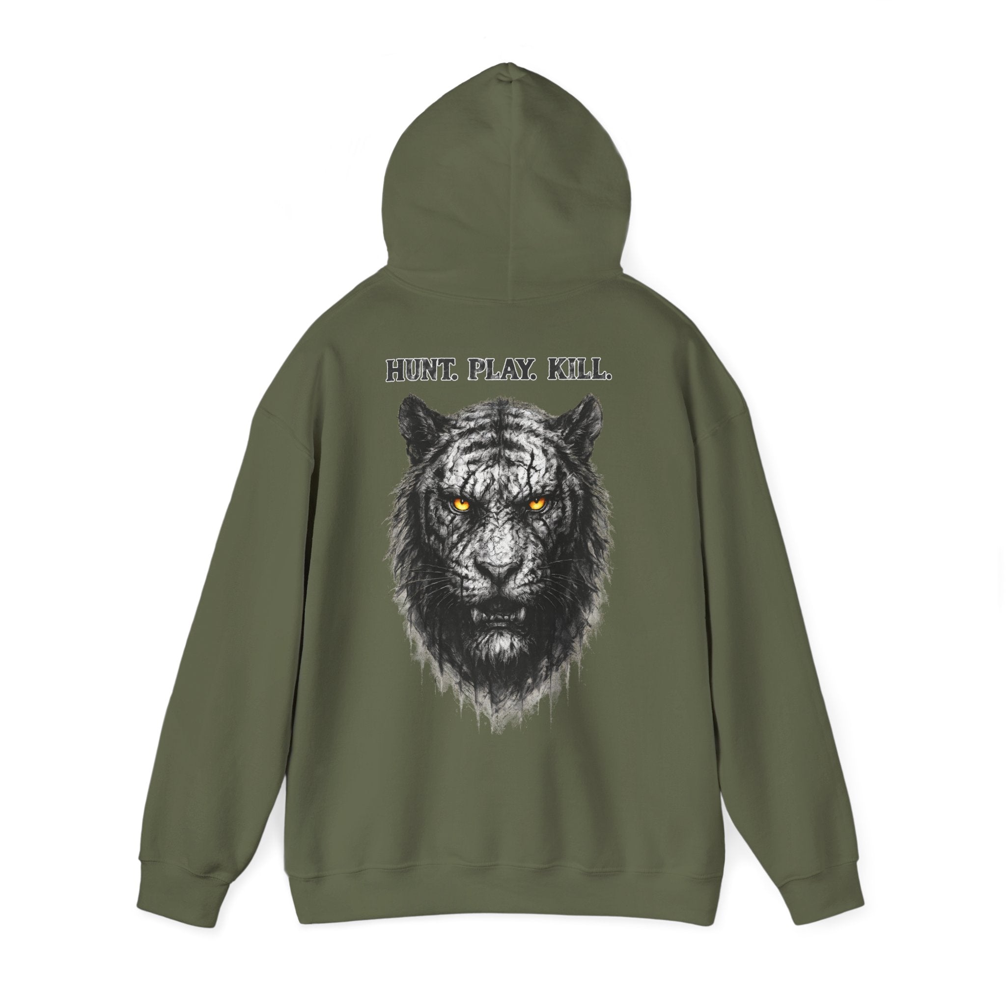 Tiger - Hunt. Play. Kill: Backprint, Unisex Hoodie, Animal-Collection