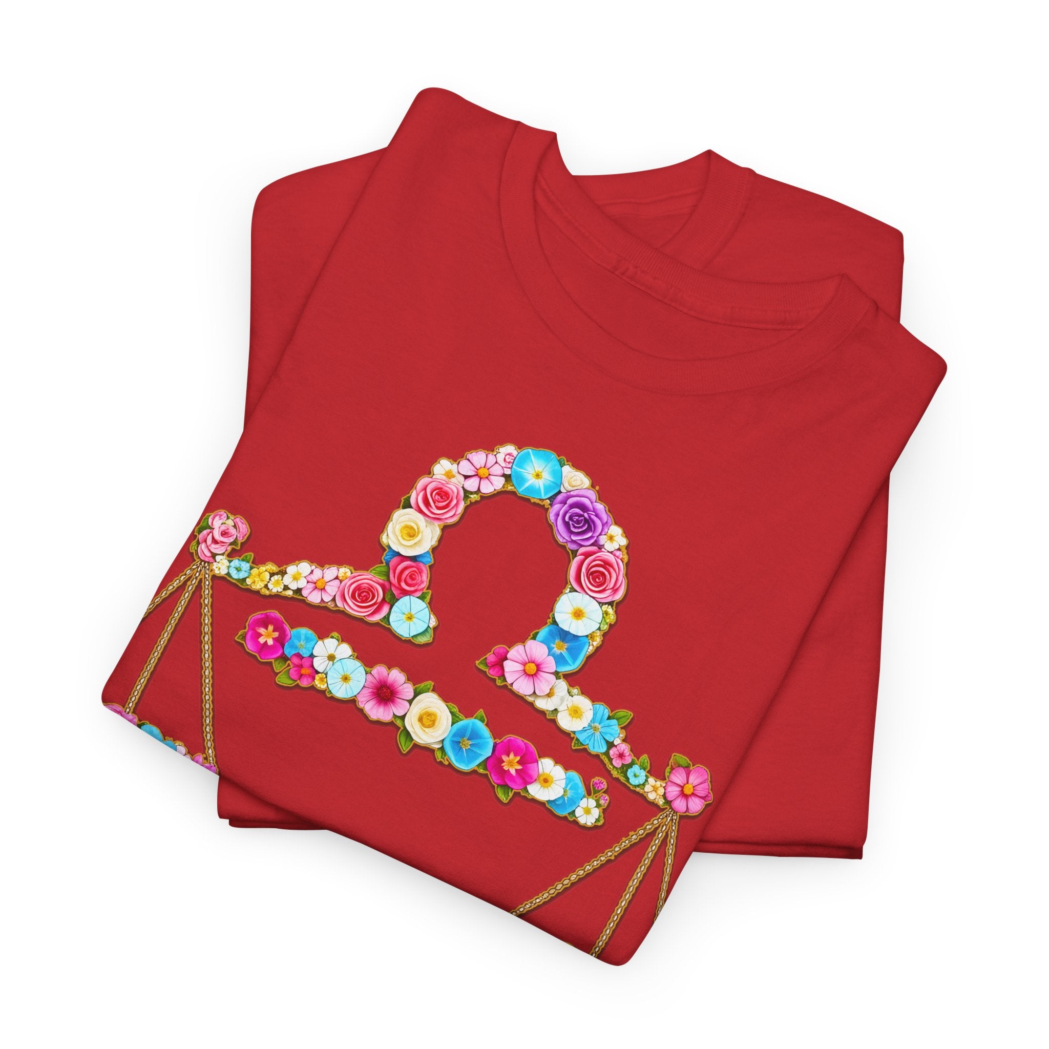 Waage: Frontprint, Unisex T-Shirt - Florales Sternzeichen Astrologie (Libra)