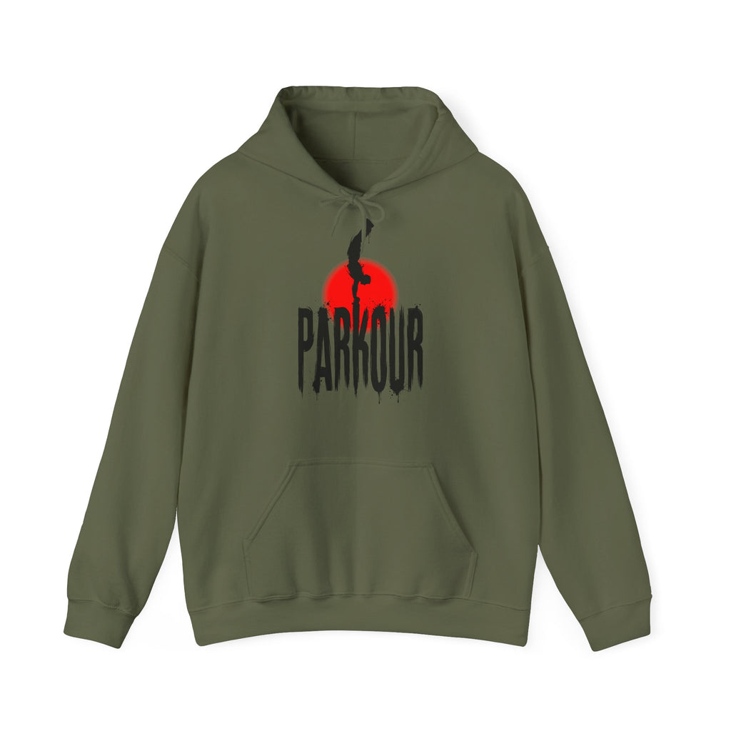 Parkour B: Frontprint, Unisex Sweatshirt - Urban Stunt Silhouette Crewneck