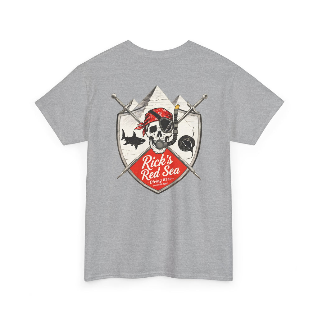 Diving Base Port Ghalib Egypt, Rick's Pirate-Themed Unisex Heavy Cotton Tee, Fun Nautical Shirt, Casual Tee for Summer, Gift for Pirate Lovers, Coastal Adventure Apparel