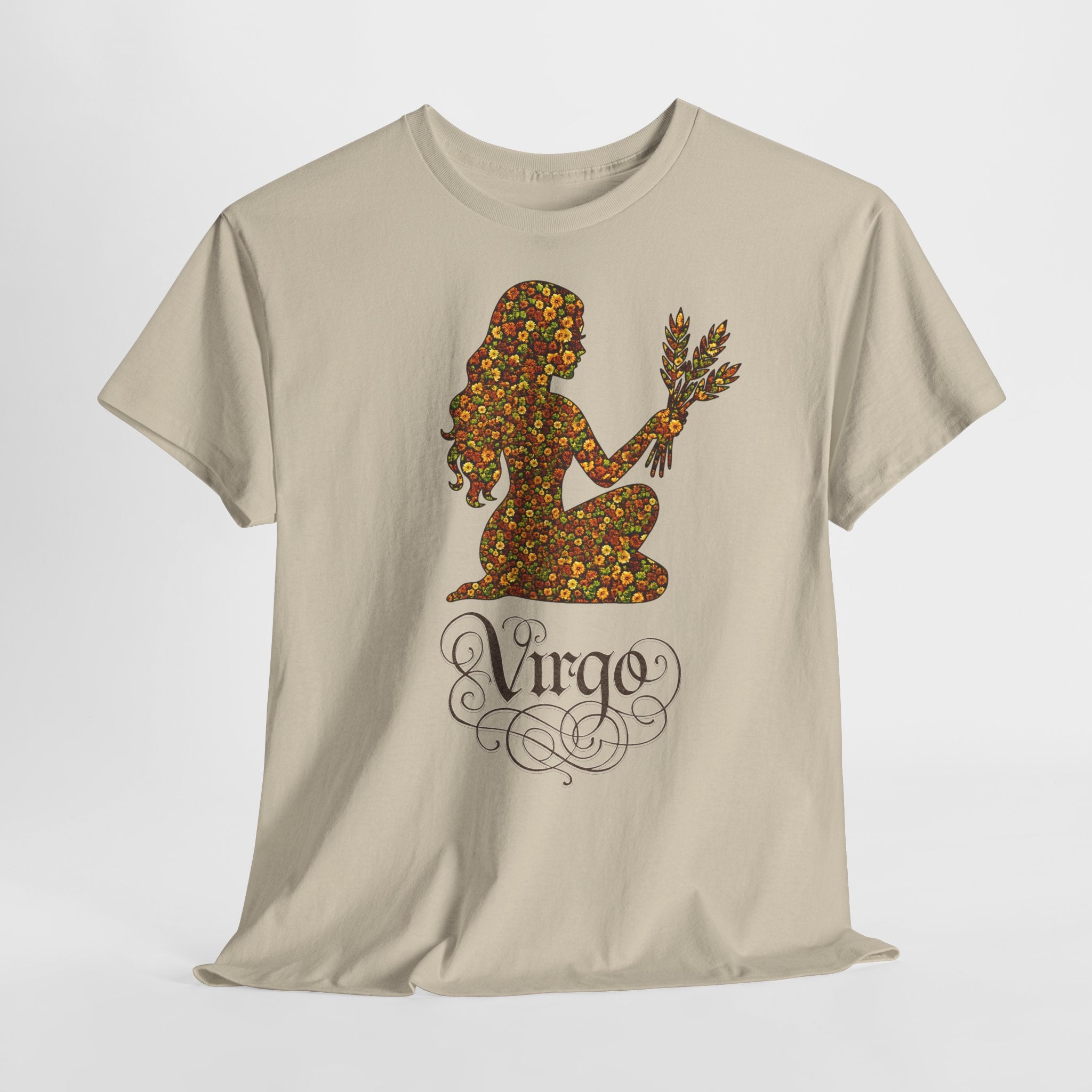 Jungfrau: Frontprint, Unisex T-Shirt - Florales Sternzeichen Astrologie (Virgo)