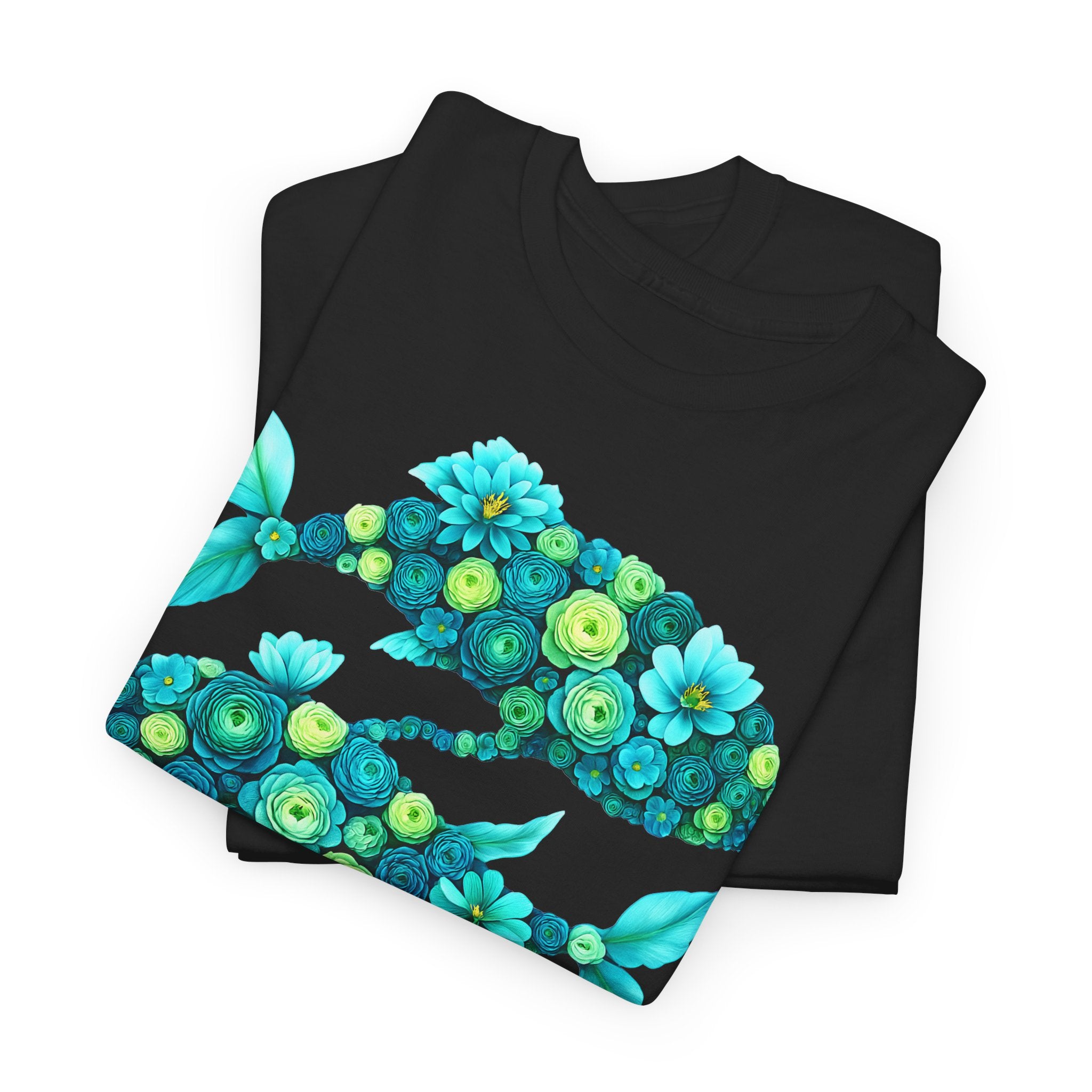 Fische: Frontprint, Unisex T-Shirt - Florales Sternzeichen Astrologie (Pisces)
