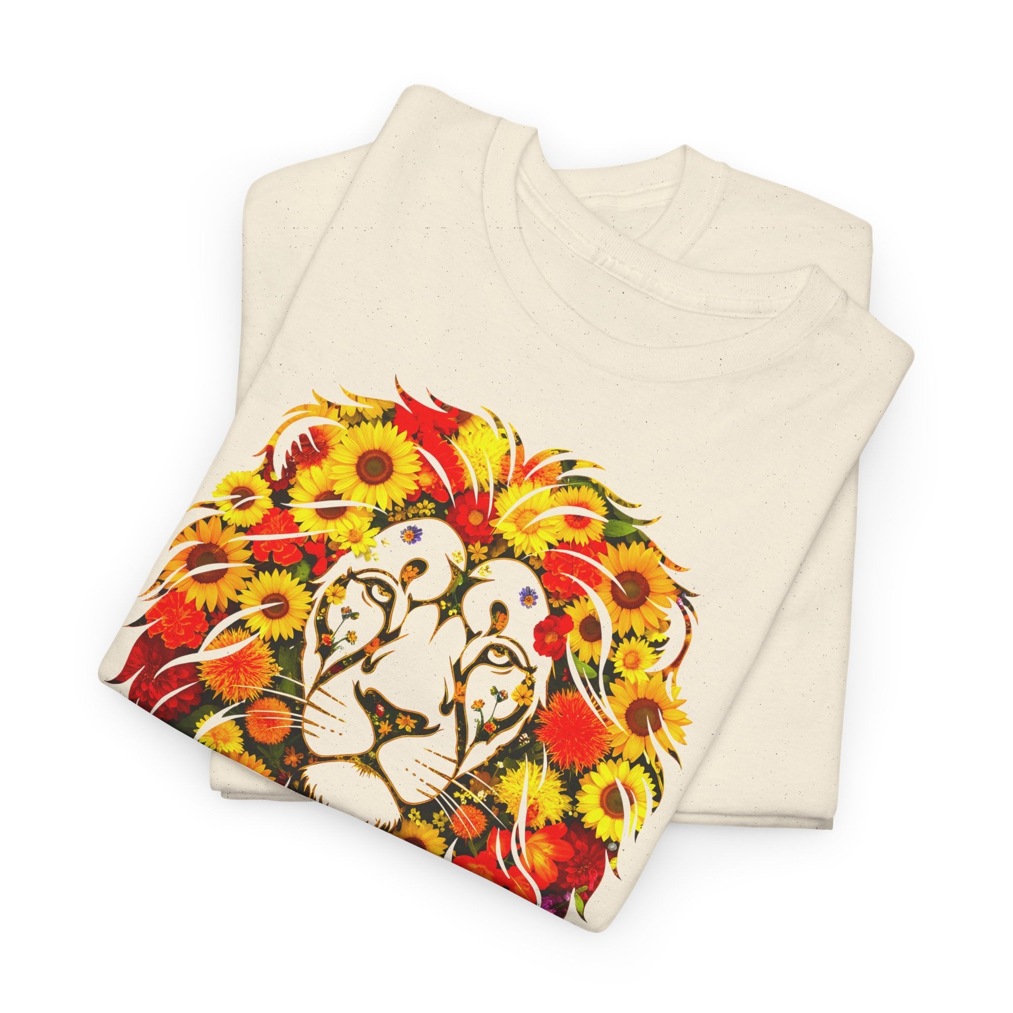 Löwe: Frontprint, Unisex T-Shirt - Florales Sternzeichen Astrologie (Leo)