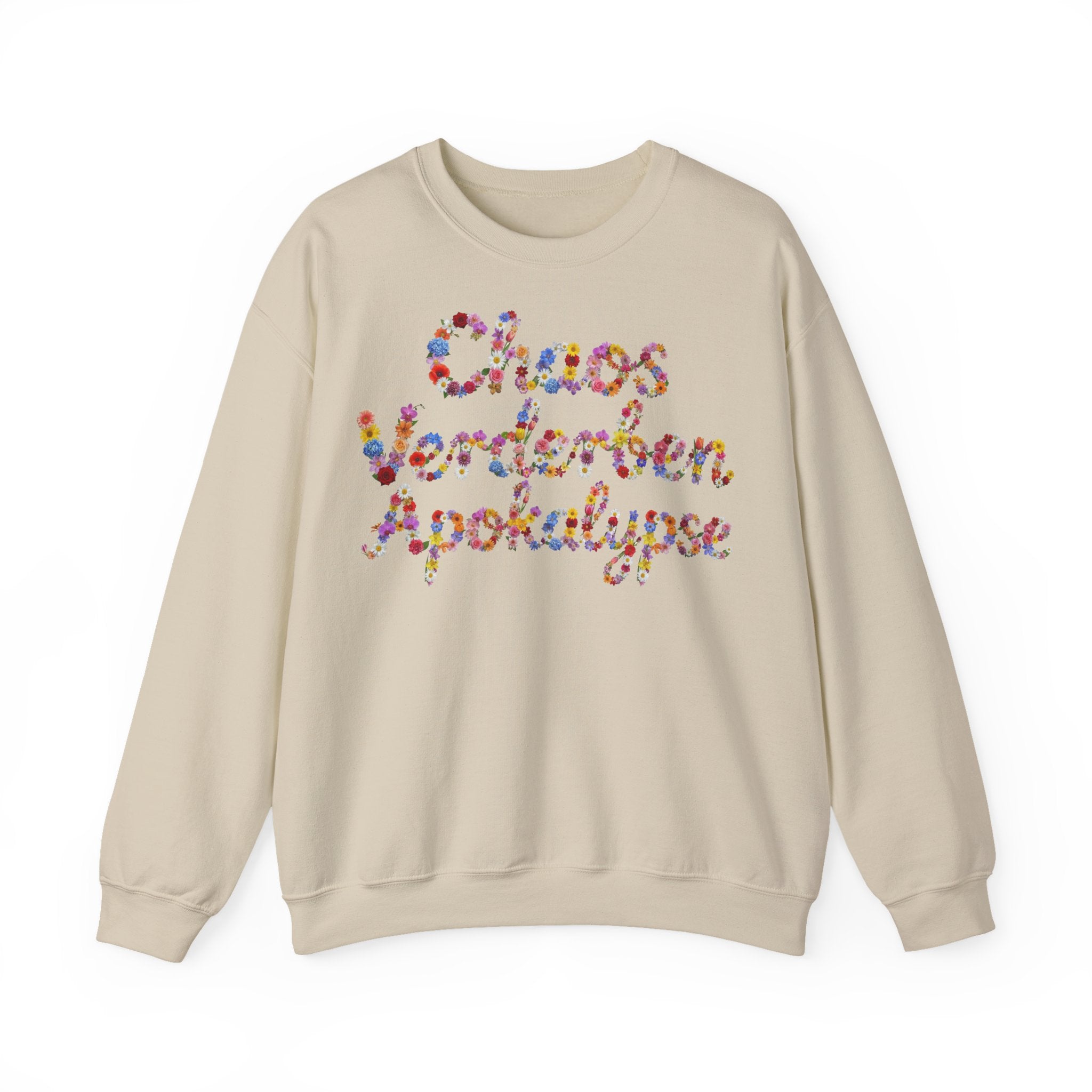 Chaos, Verderben, Apokalypse, Frontprint, Unisex Sweatshirt, Floral Script Cozy Pullover