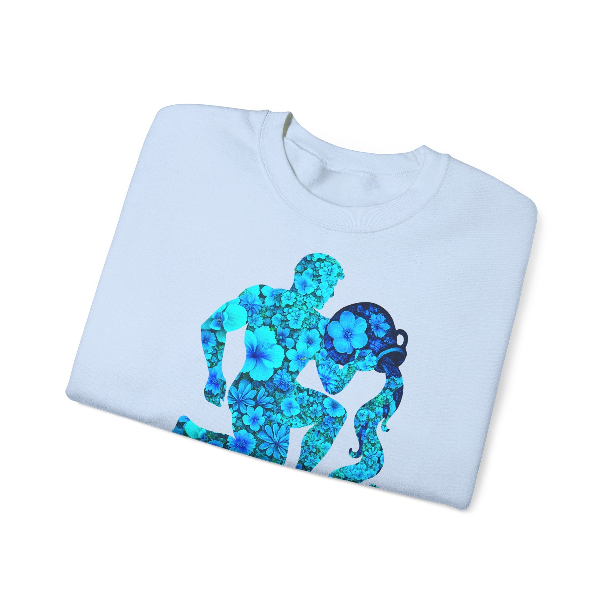 Wassermann: Frontprint, Unisex Sweatshirt, florales Sternzeichen, Astrologie Zodiac (Aquarius)
