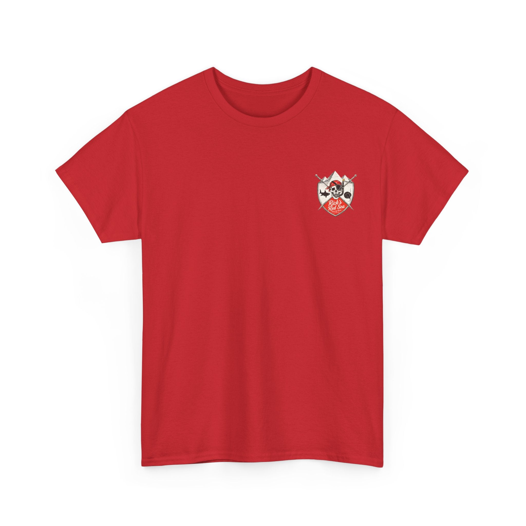Diving Base Port Ghalib Egypt, Rick's Pirate-Themed Unisex Heavy Cotton Tee, Fun Nautical Shirt, Casual Tee for Summer, Gift for Pirate Lovers, Coastal Adventure Apparel